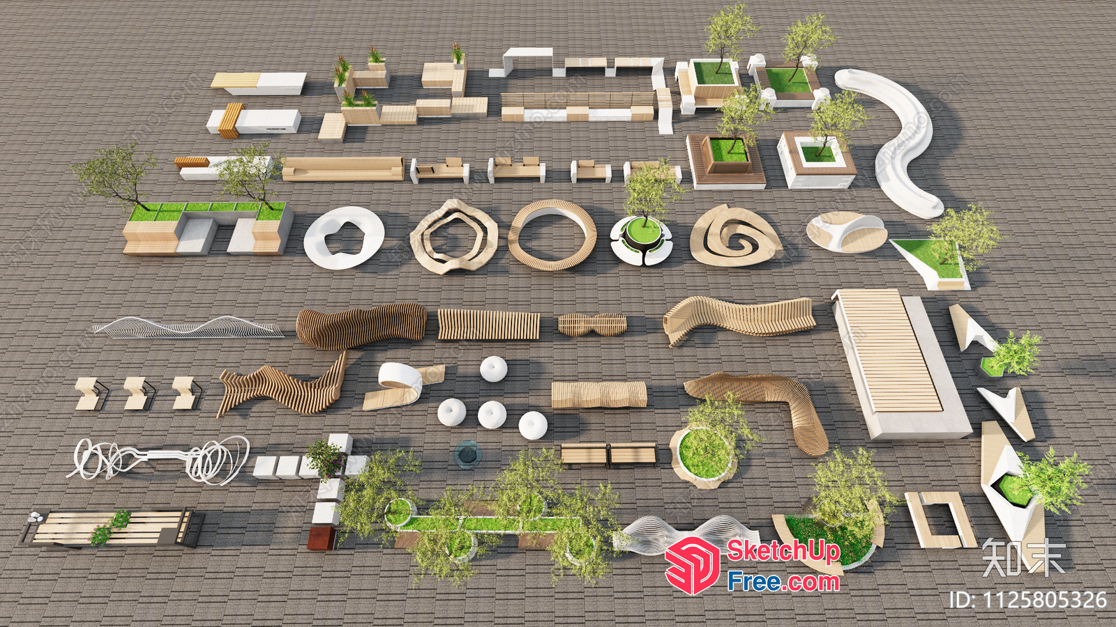 Modern Outdoor Furniture Arrangement 3D SketchUp File