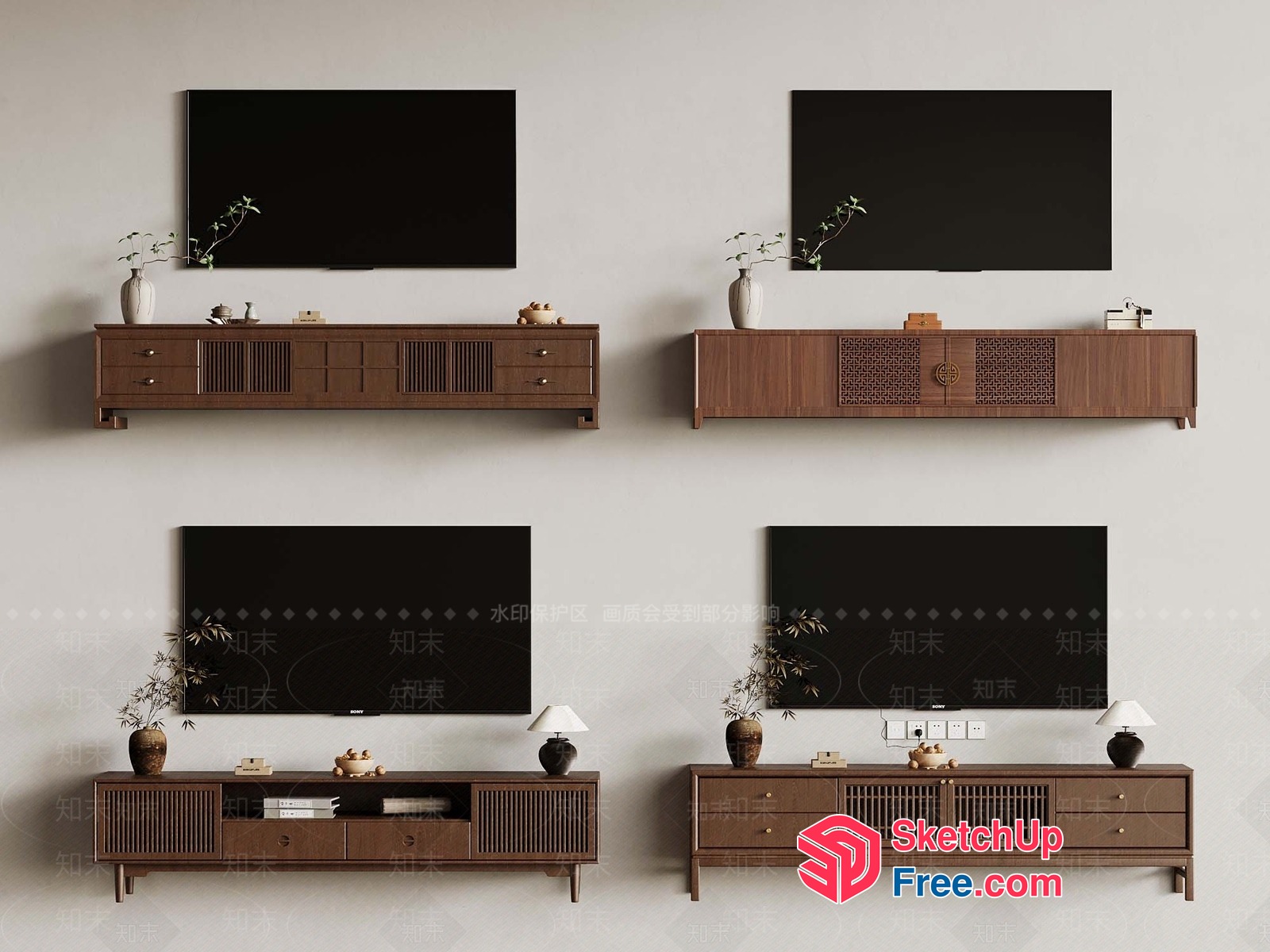 Tv Stands And Cabinets In A Minimalist Living Room 3D SketchUp File