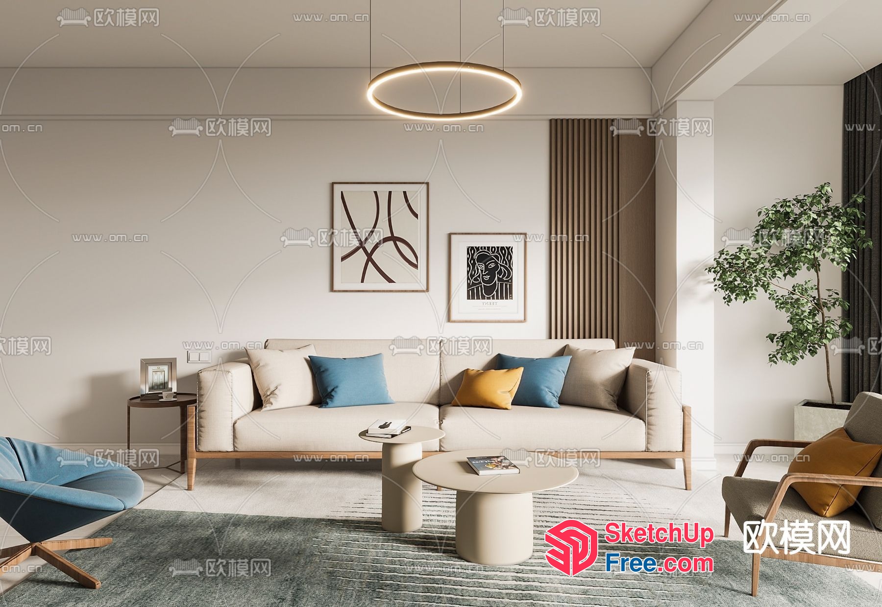 Elegant Modern Living Room Interior Design 3D SketchUp File