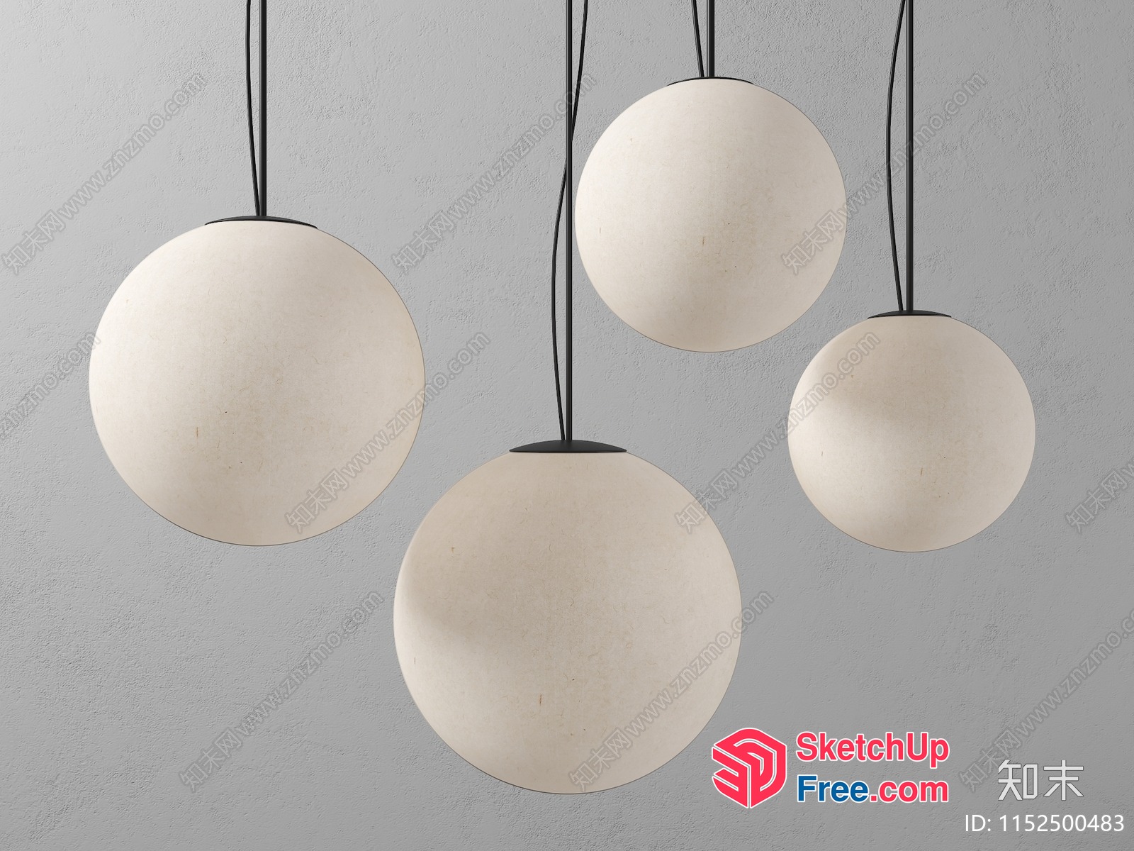 Four Hanging Light Fixtures 3D SketchUp File