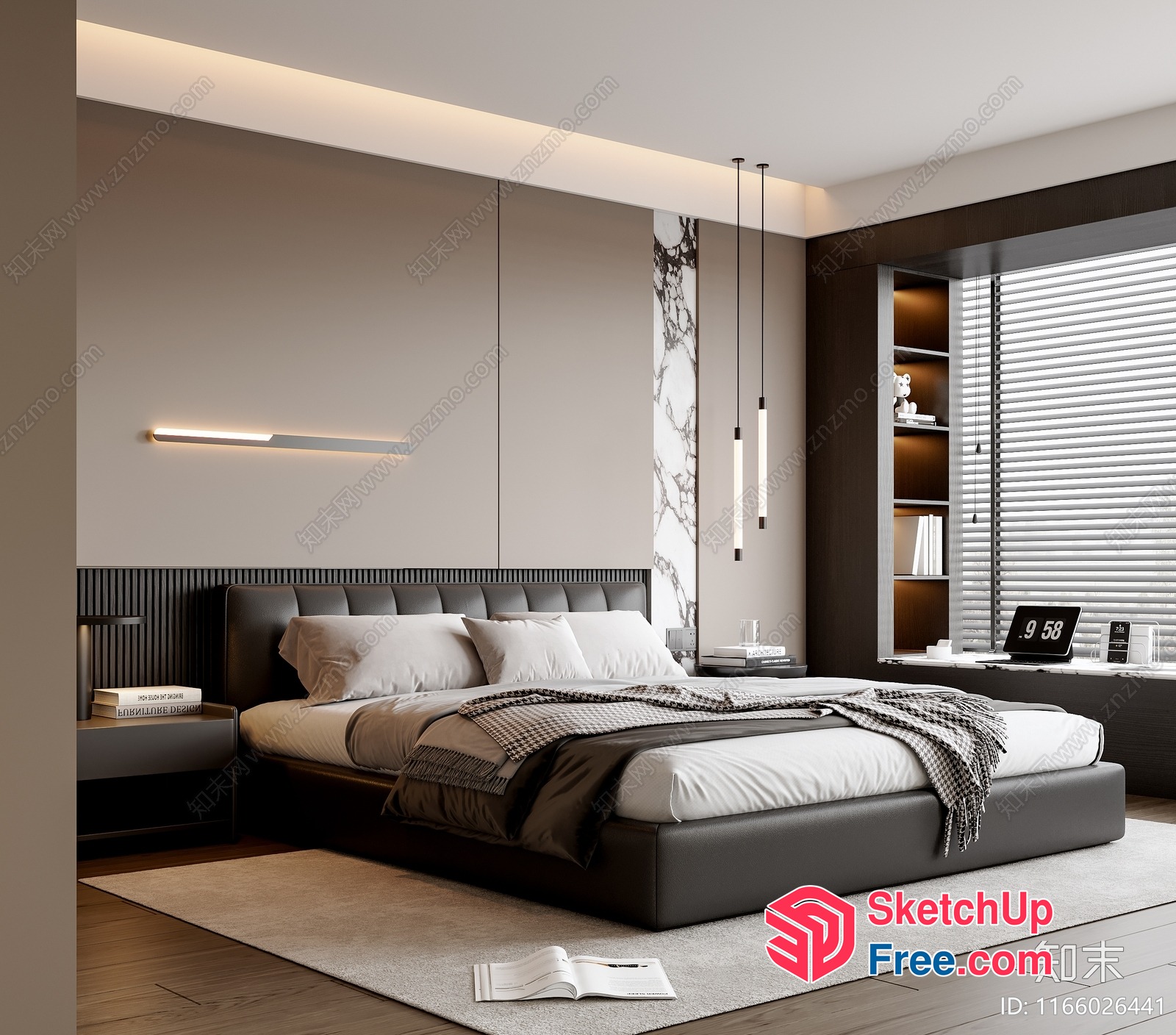 Modern Minimalist Bedroom Interior Design 3D SketchUp File