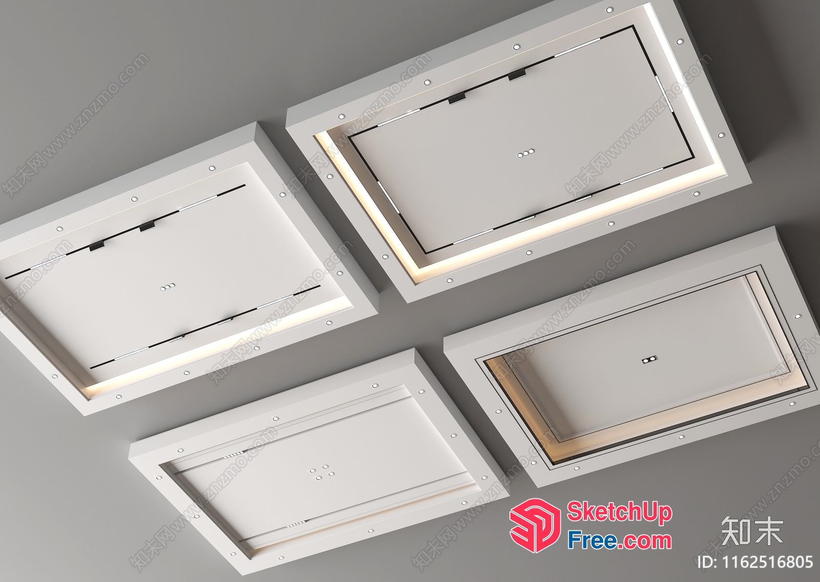 Modern White Ceiling Lights 3D SketchUp File