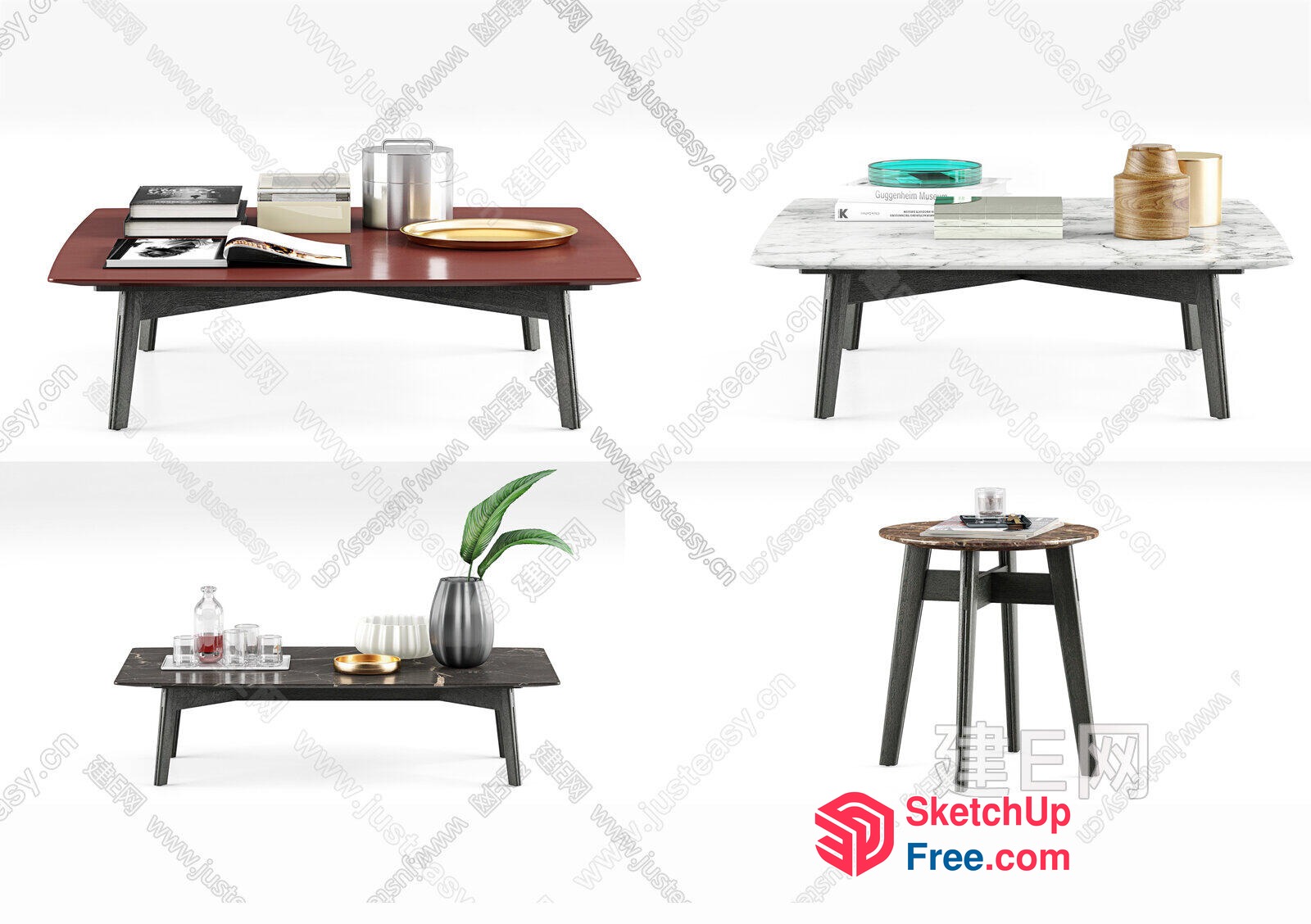 Coffee Tables Of Various Styles And Materials 3D SketchUp File
