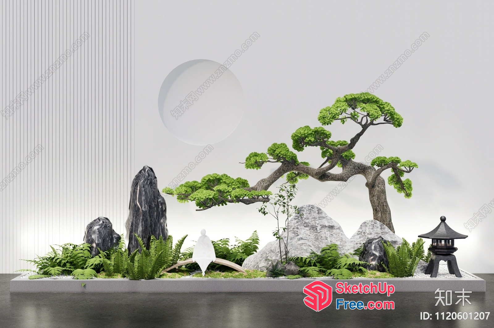 Asian-Inspired Zen Garden With Natural Elements 3D SketchUp File