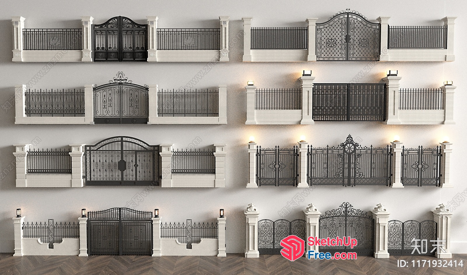 Ornate Iron Gate And Fence Designs 3D SketchUp File