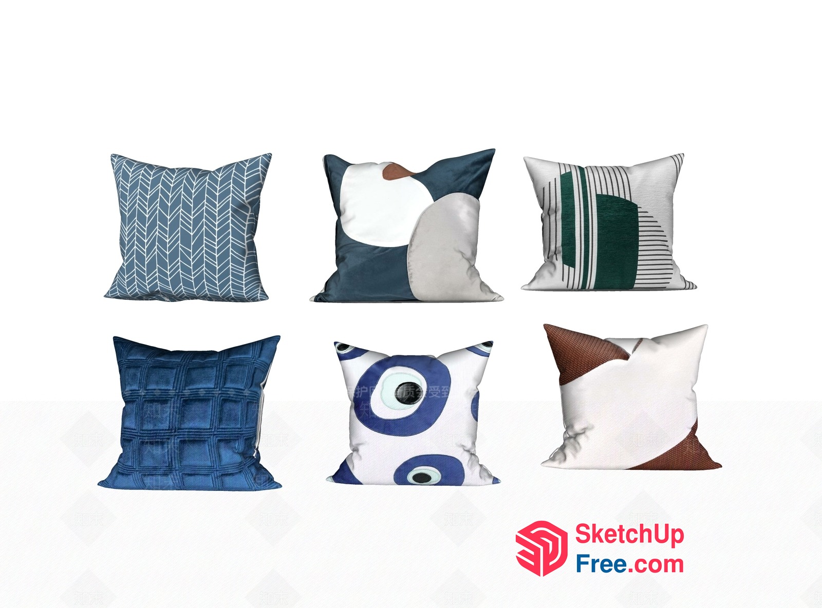Decorative Pillows In Various Patterns And Colors 3D SketchUp File