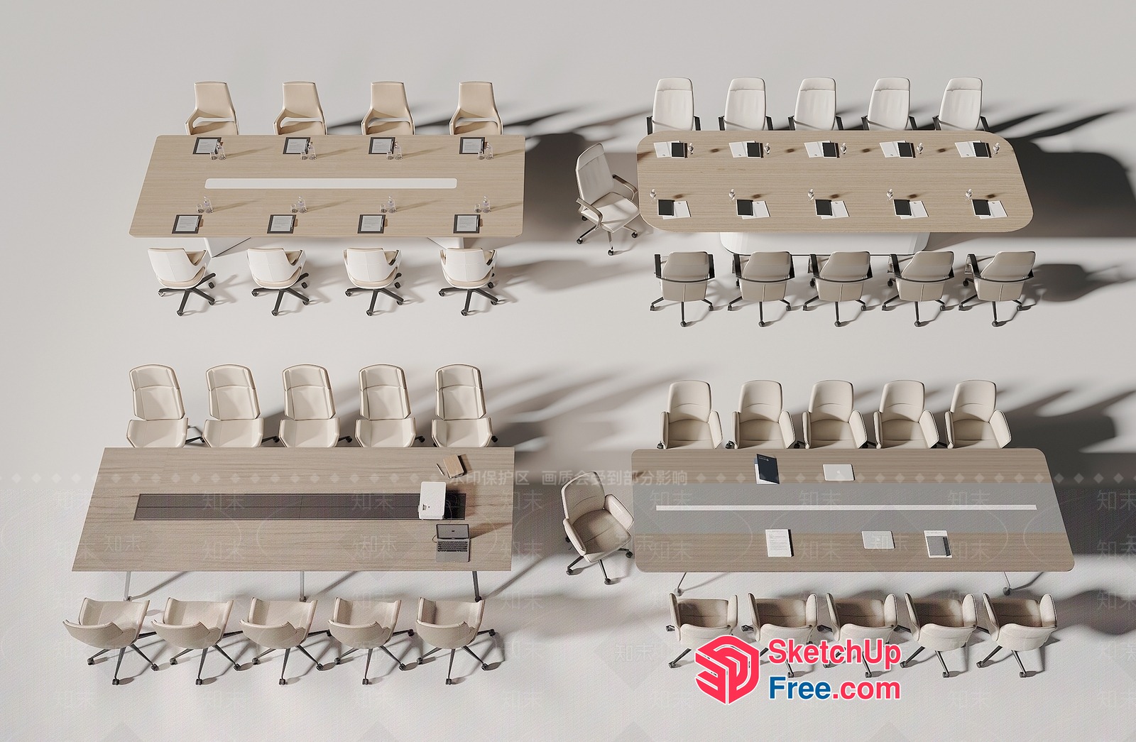 Modern Conference Room Furniture Arrangement 3D SketchUp File