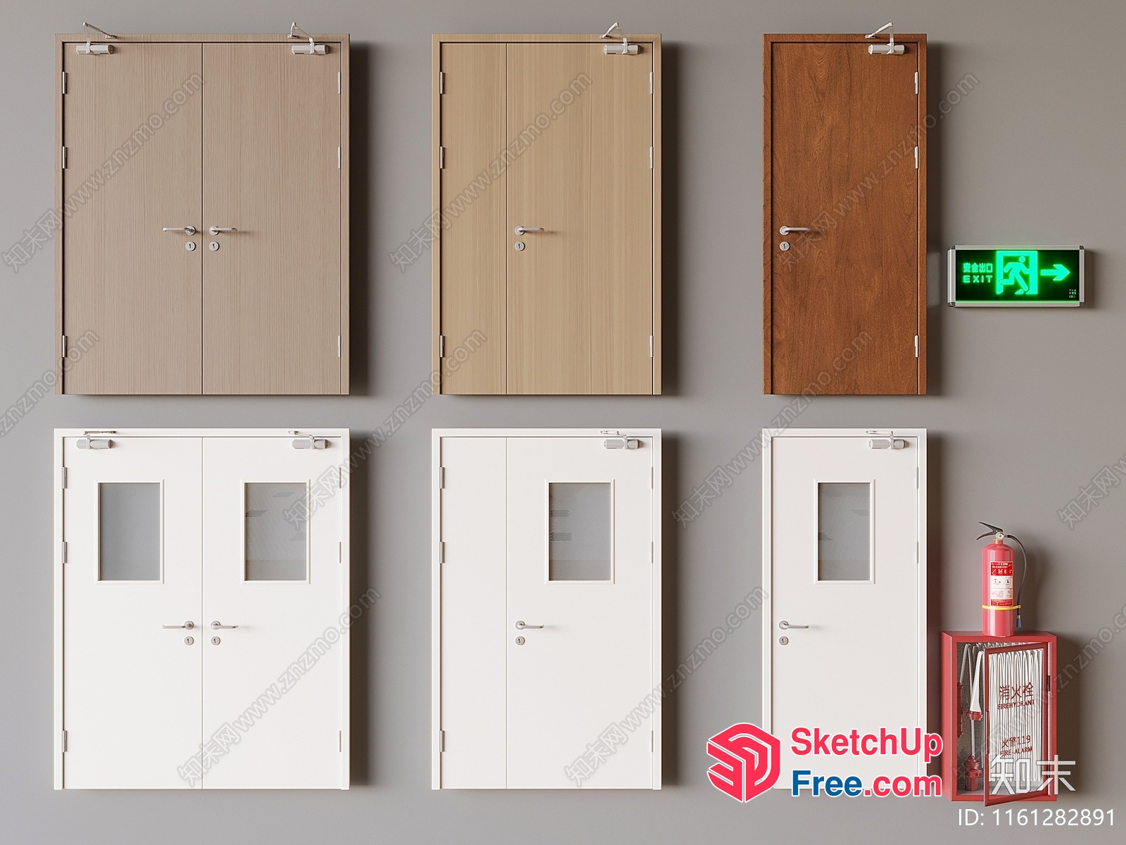 Emergency Exit Doors And Fire Extinguishers 3D SketchUp File