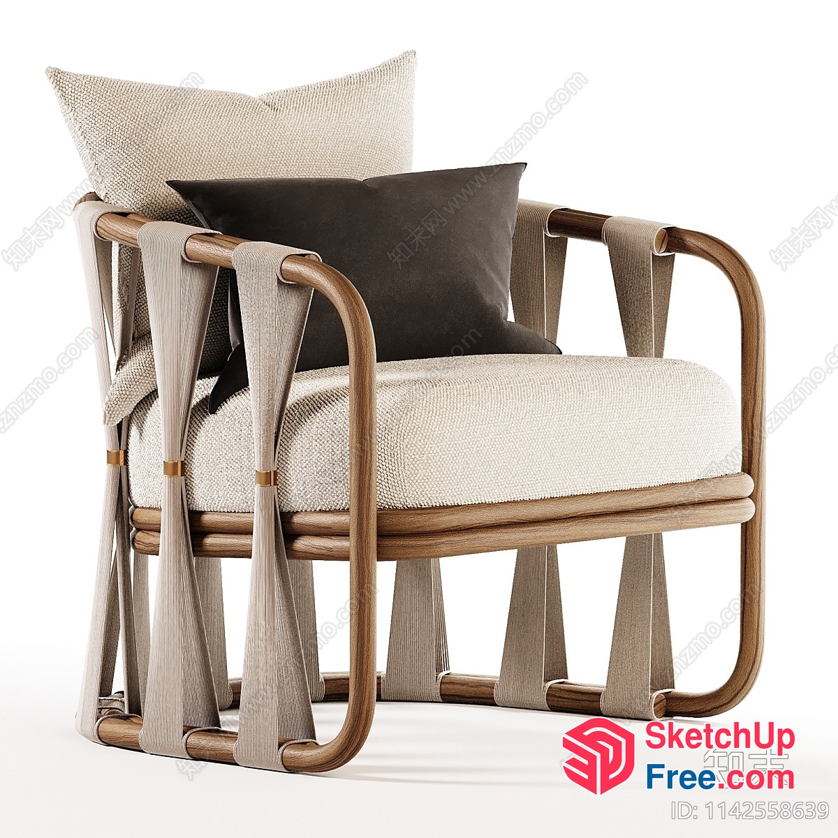 Minimalist Style Rattan Armchair 3D SketchUp File