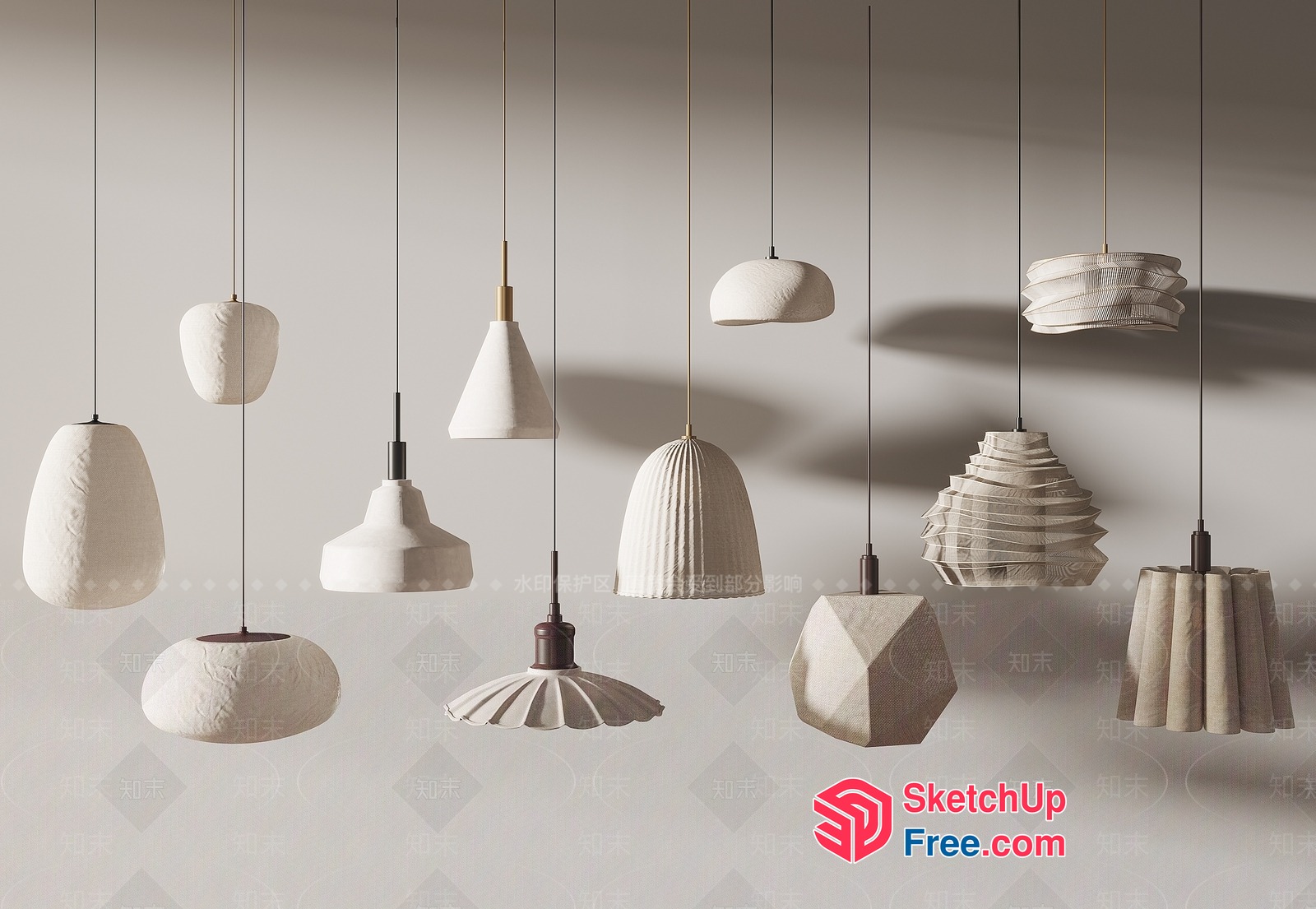 Modern White Hanging Light Fixtures Collection 3D SketchUp File