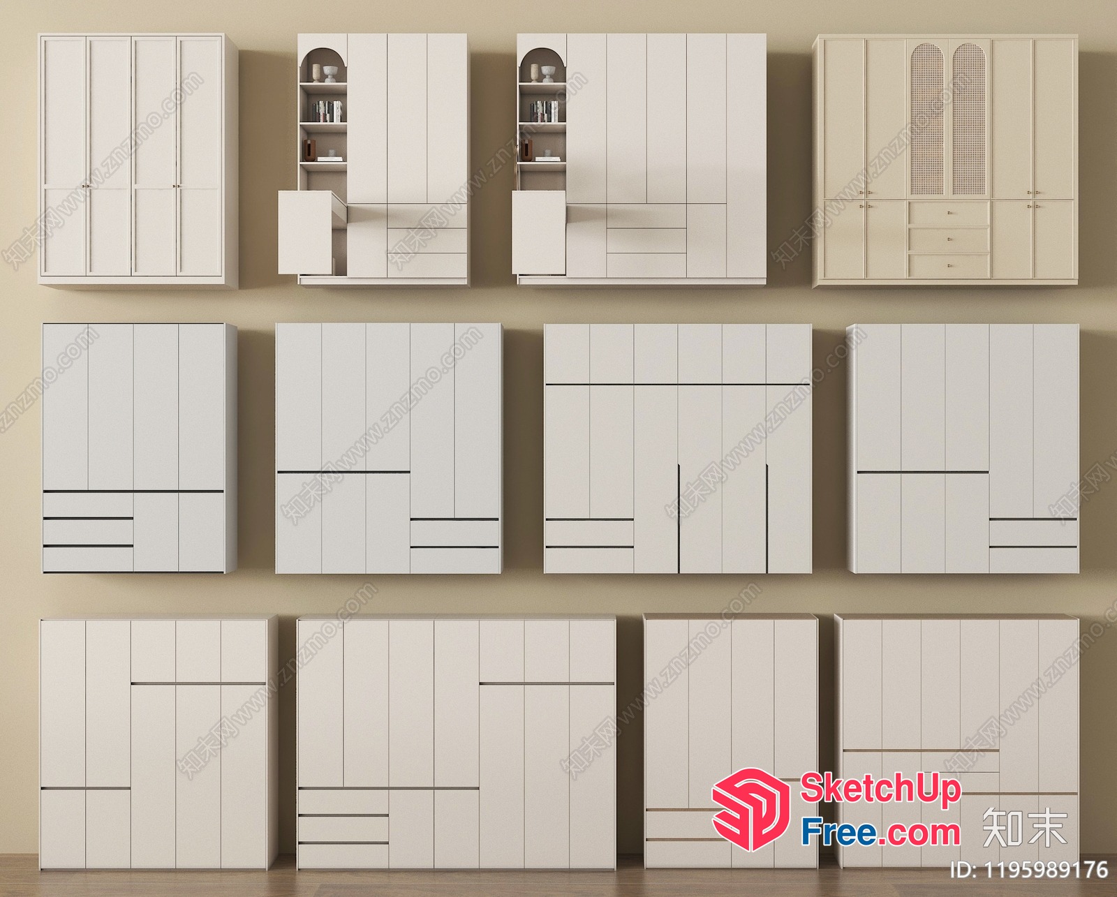 Modern White Wardrobe Furniture Collection 3D SketchUp File