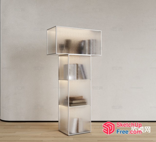 Modern Glass Shelf Unit With Built-In Lighting 3D SketchUp File