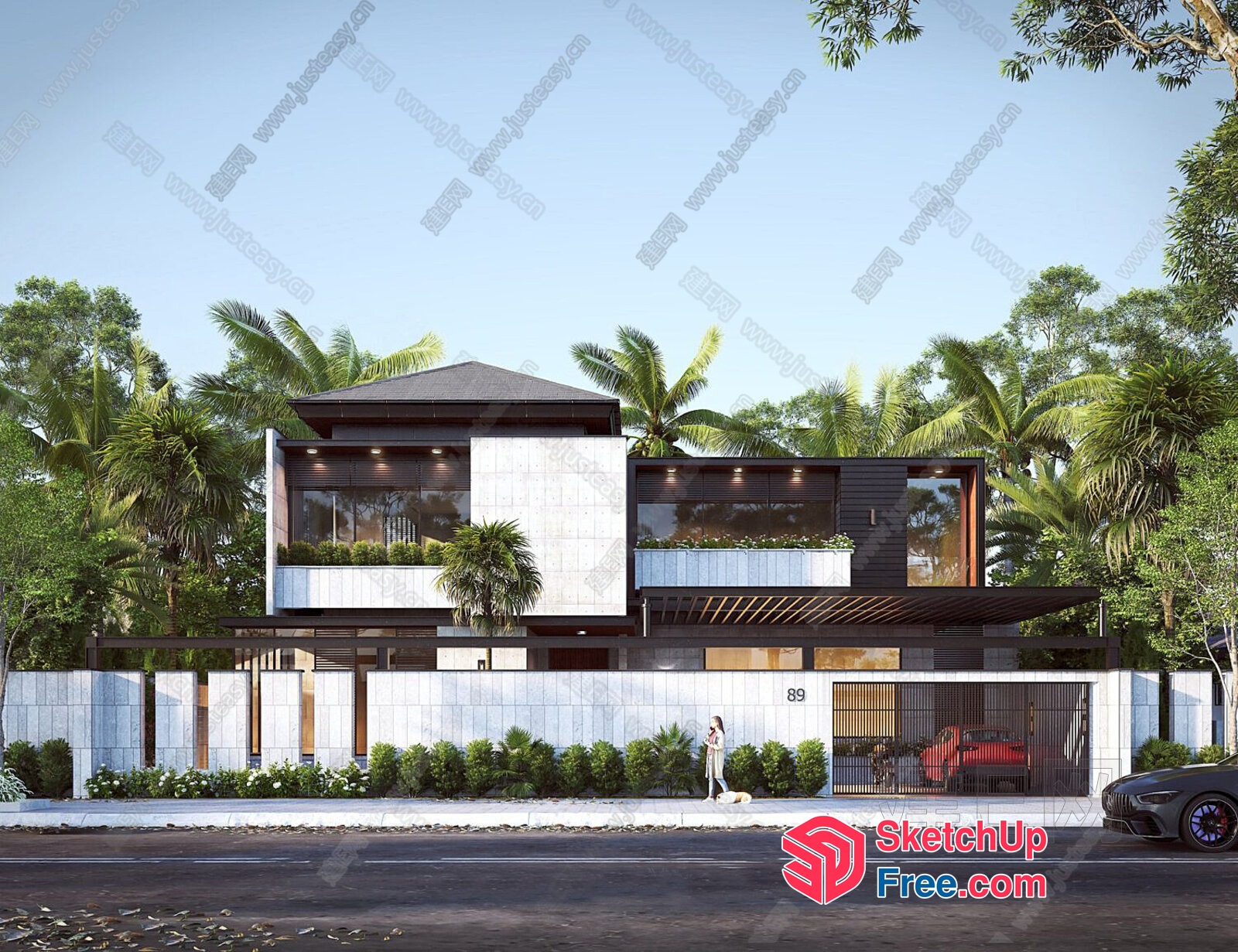 Modern Tropical Villa Exterior Design 3D SketchUp File
