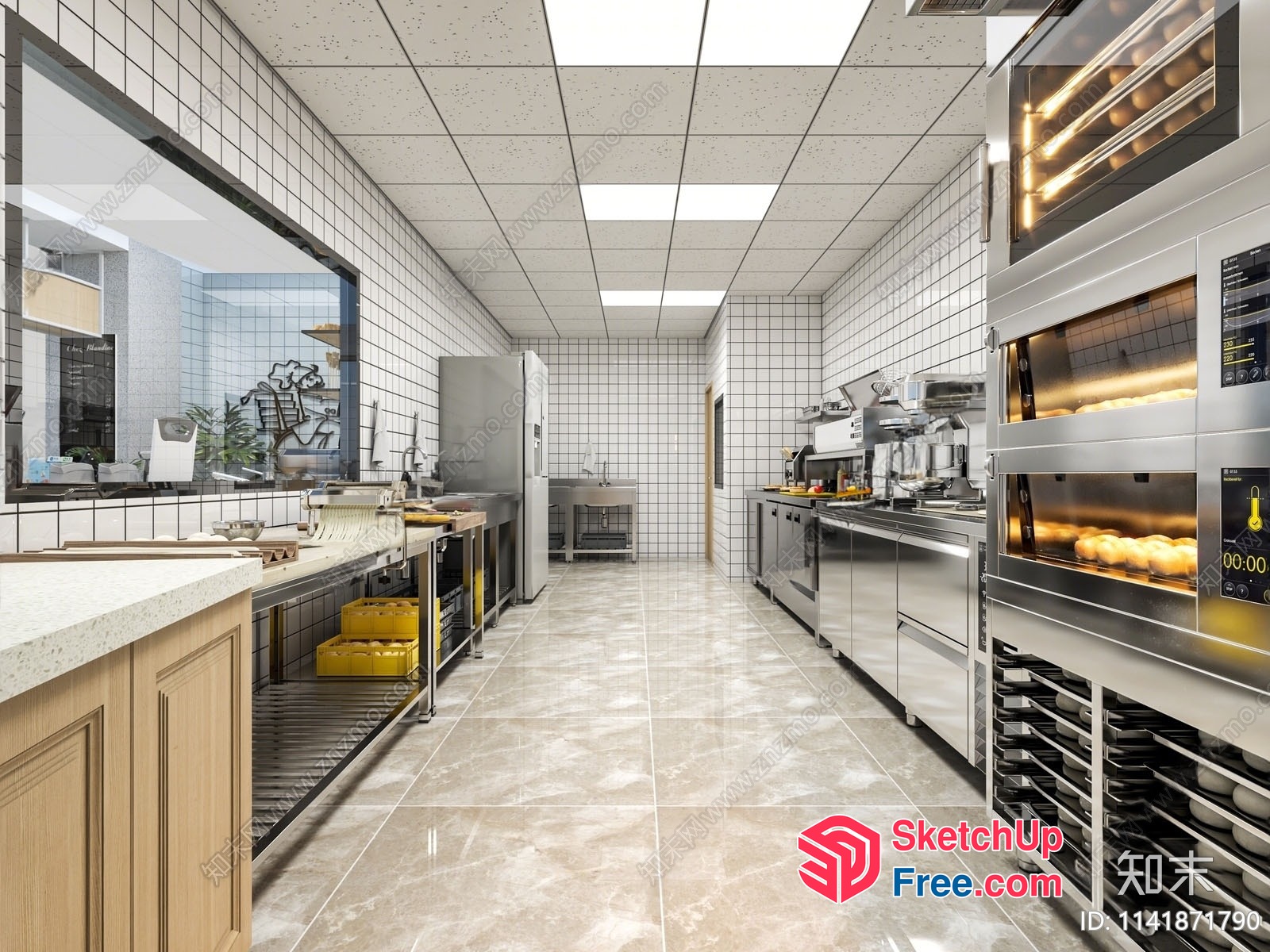 Modern Commercial Kitchen Interior Design 3D SketchUp File