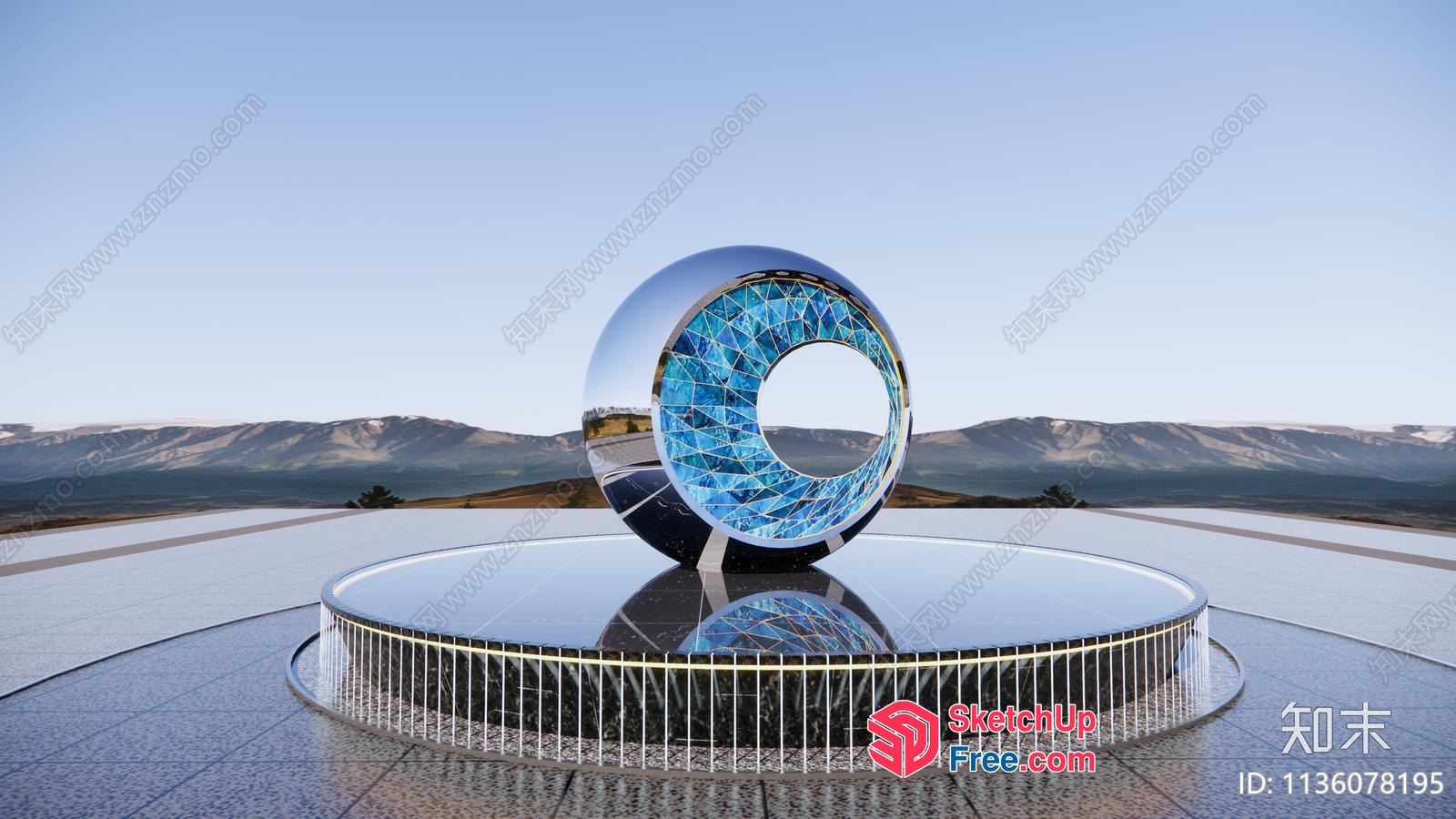 Futuristic Glass And Steel Sculpture 3D SketchUp File