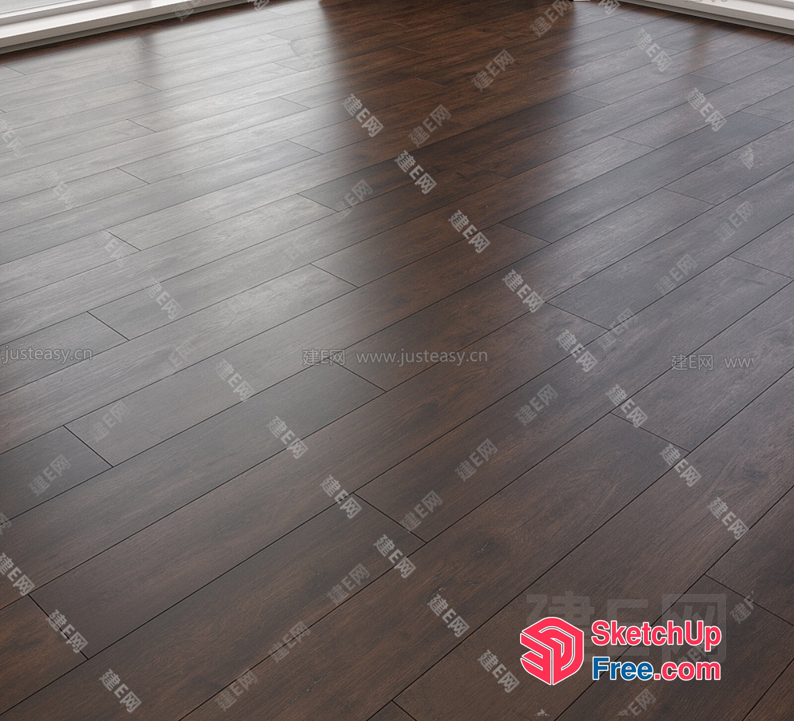 Dark Brown Wood Floor Interior 3D SketchUp File