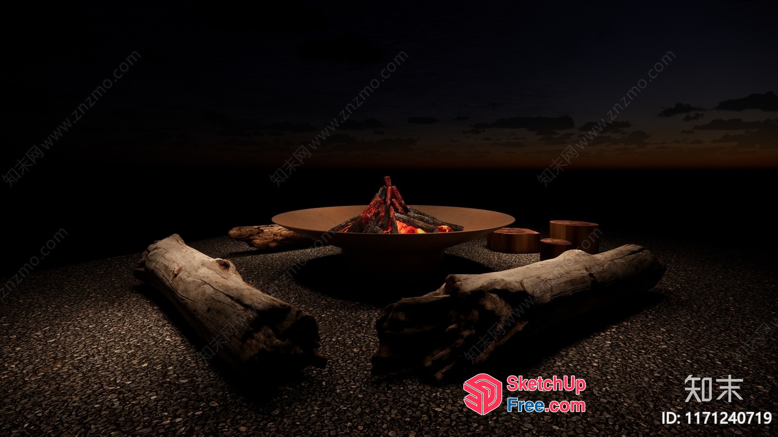 Cozy Campfire Gathering 3D SketchUp File