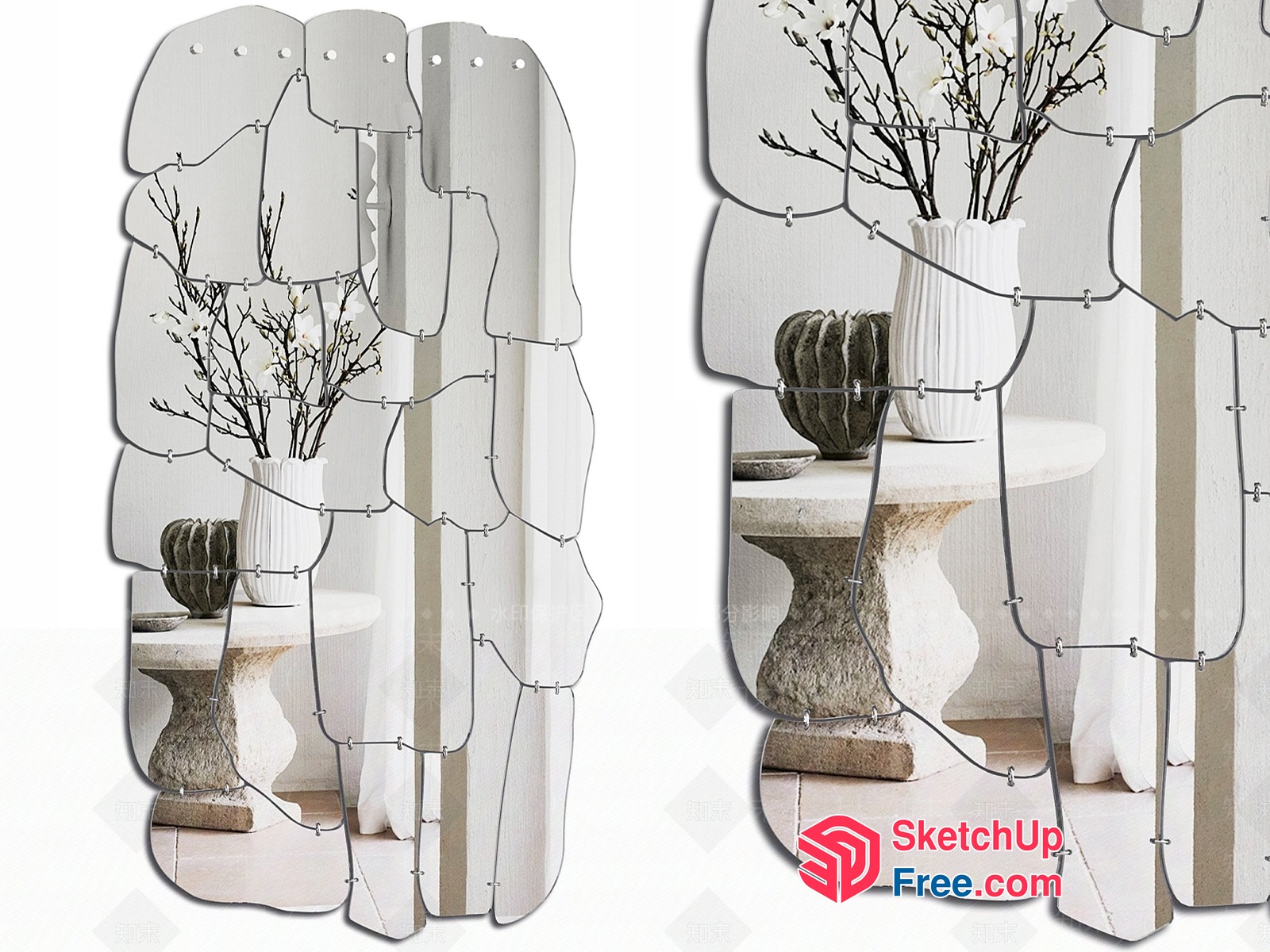 Elegant White And Gray Room Decor 3D SketchUp File