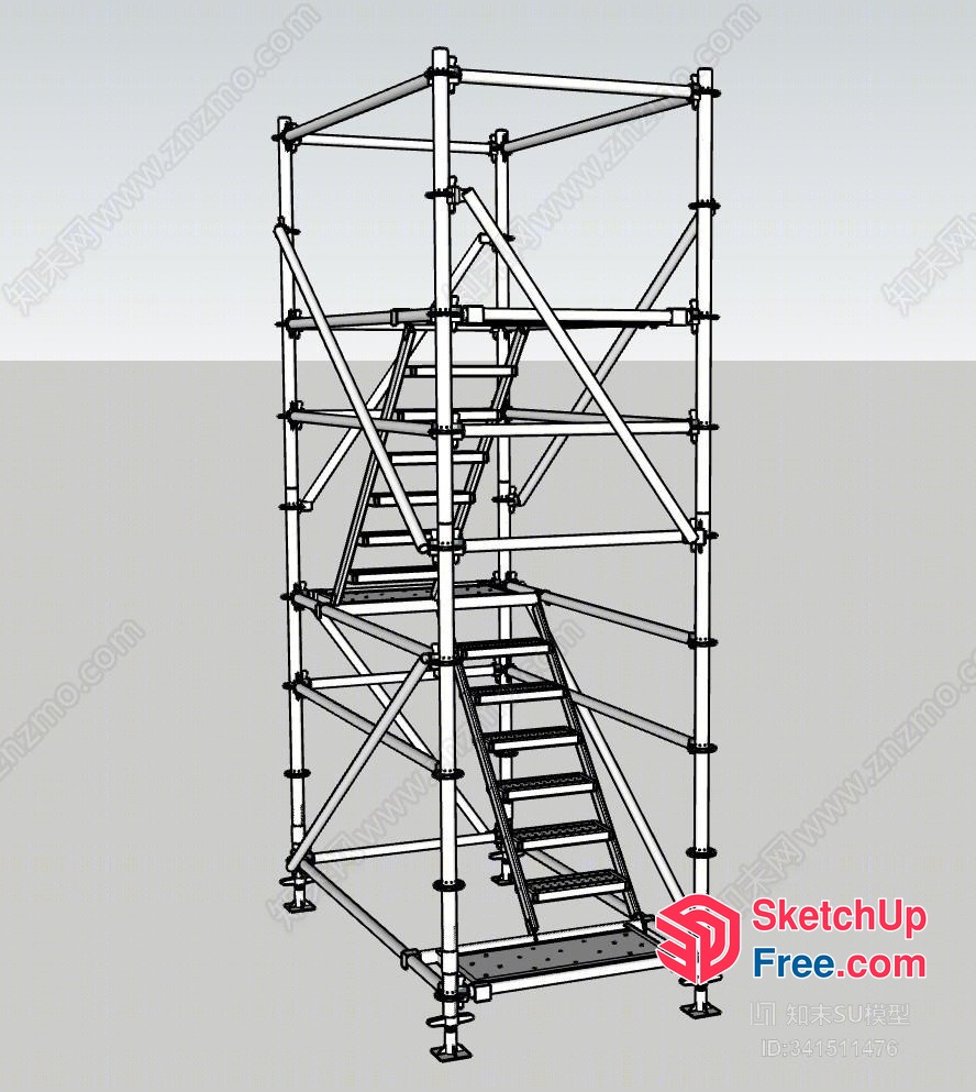 Tall Metal Structure With Multiple Levels And Stairs 3D SketchUp File