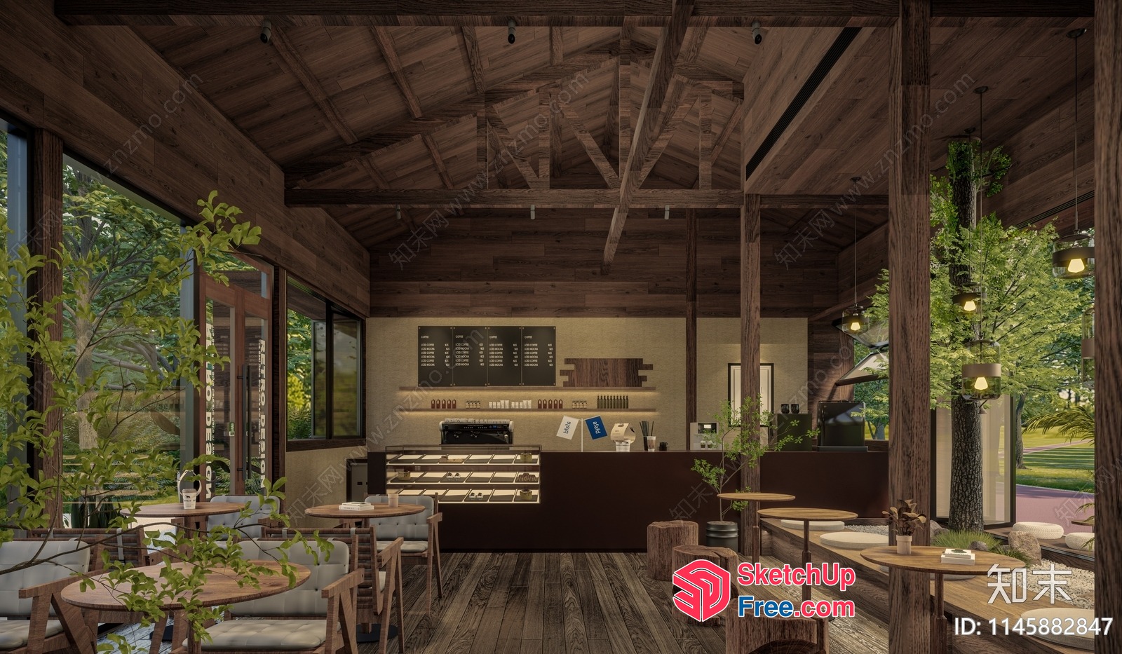 Rustic Interior With Natural Elements And Modern Furniture 3D SketchUp File