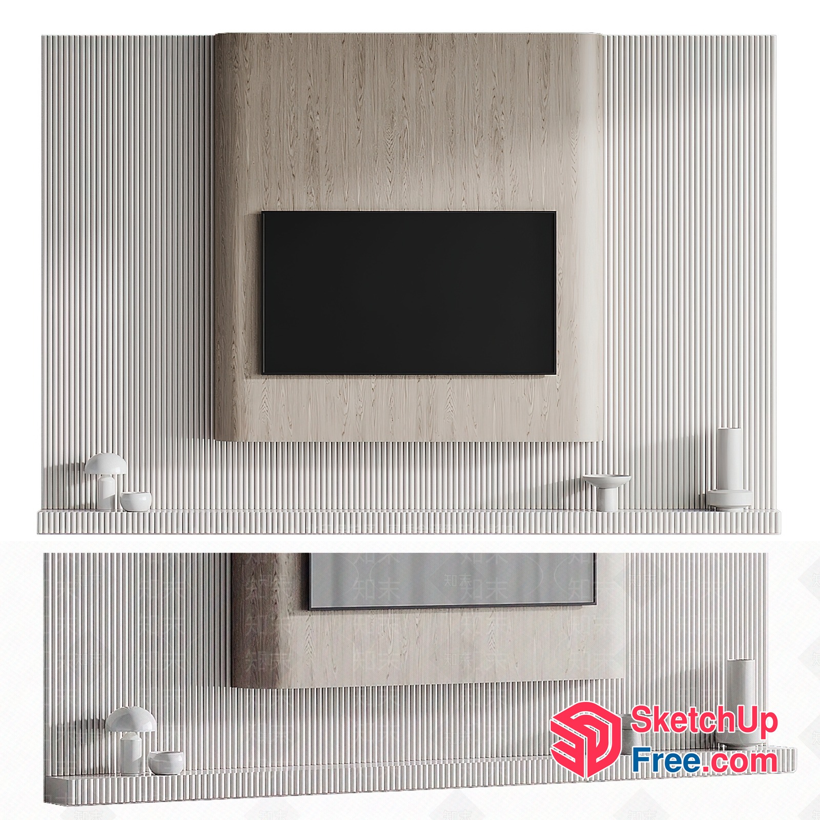 Minimalist Living Room Design With Wood Accents 3D SketchUp File