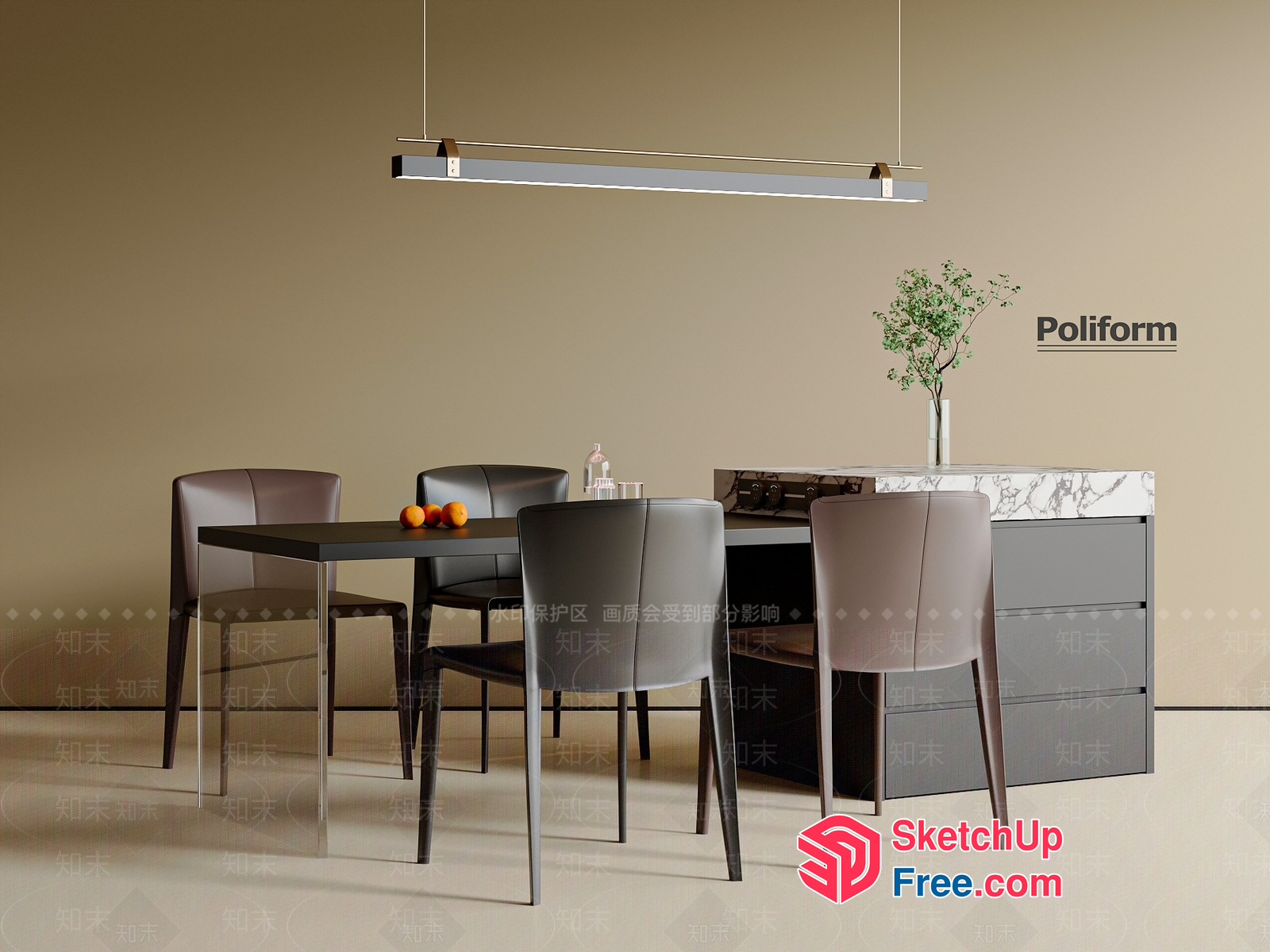 Poliform Dining Room Set 3D SketchUp File