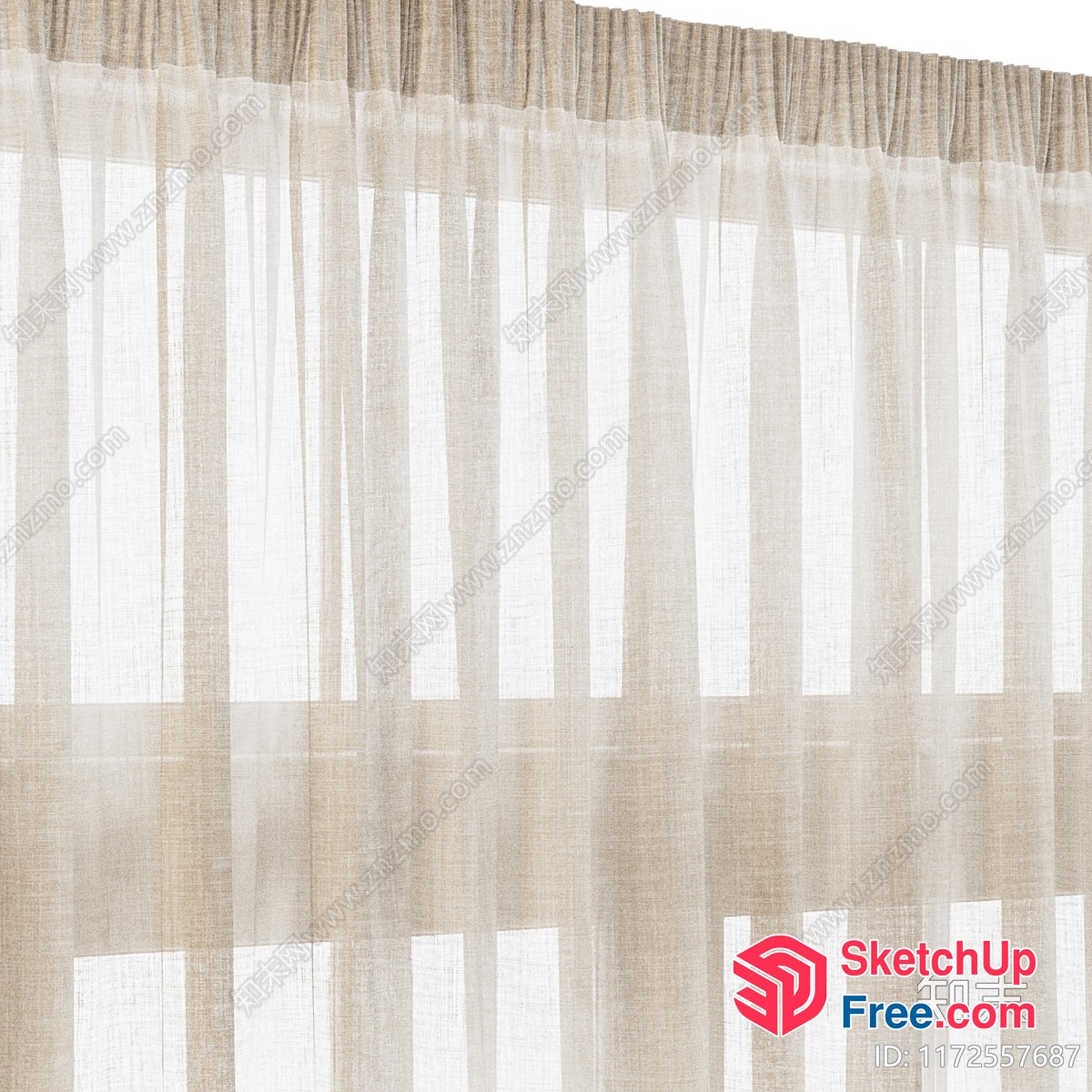 Elegant Sheer Curtain Panels With Subtle Vertical Stripes 3D SketchUp File