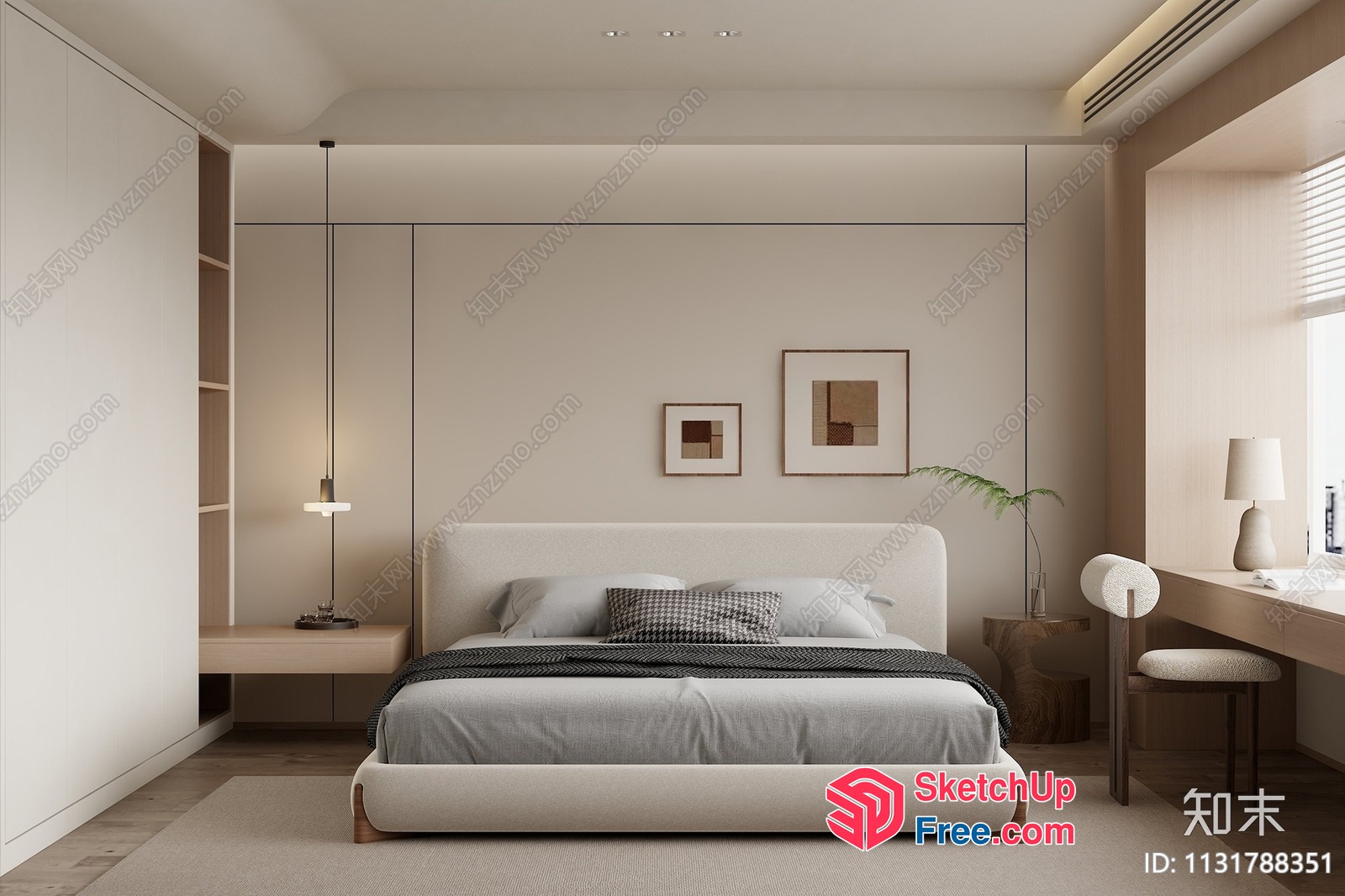 Minimalist Japanese Style Bedroom Interior 3D SketchUp File