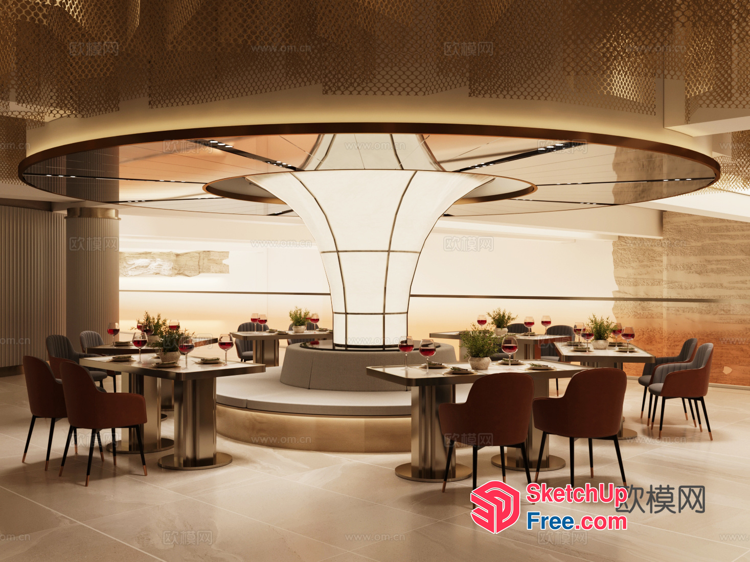Elegant Modern Restaurant Interior 3D SketchUp File