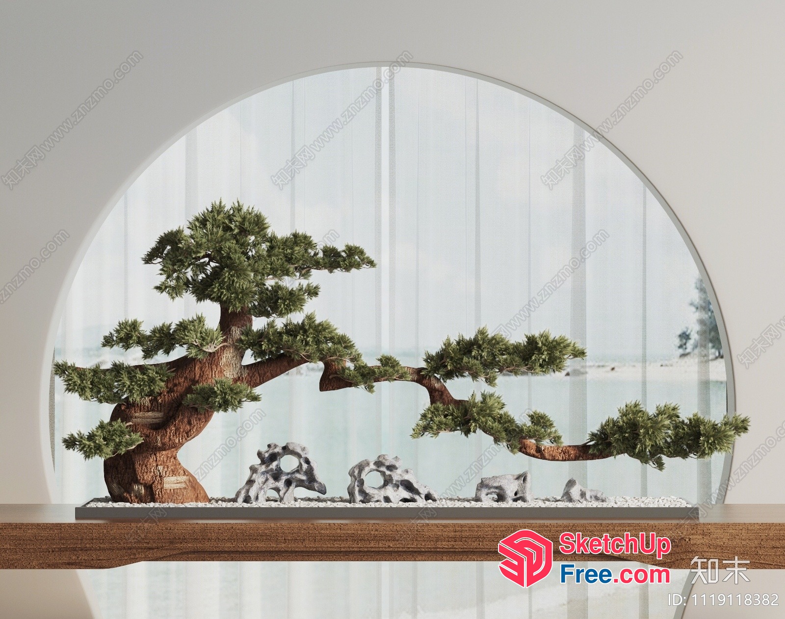 Beautifully Decorated Tree In Front Of A Window 3D SketchUp File