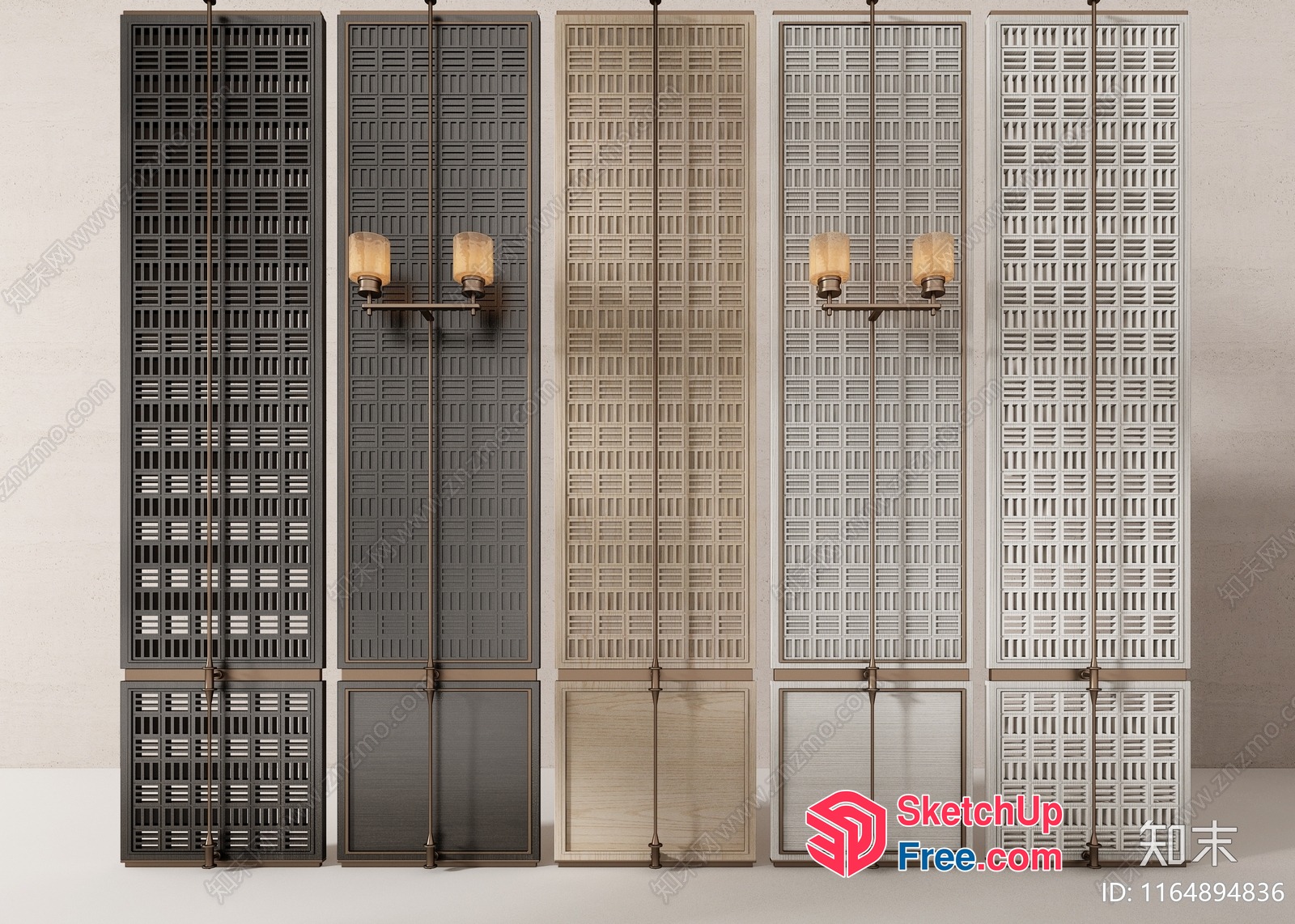 Elegant Partition Screen With Wall Sconces And Light Fixtures 3D SketchUp File