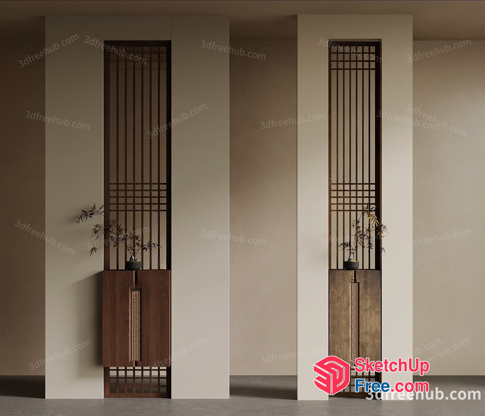 Partition Screen Decorative Pillars 3D SketchUp File