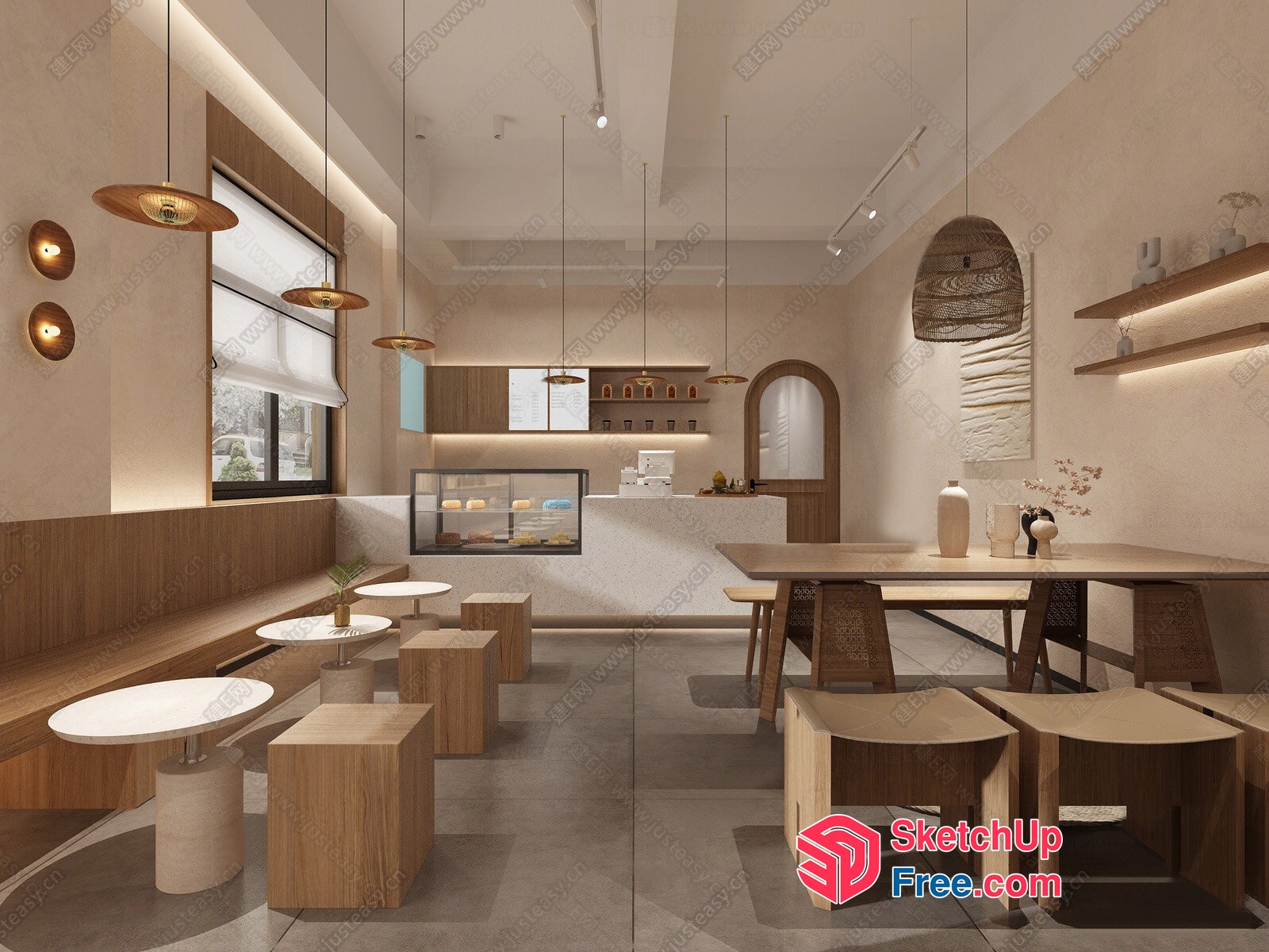 Modern Minimalist Cafe Interior Design 3D SketchUp File