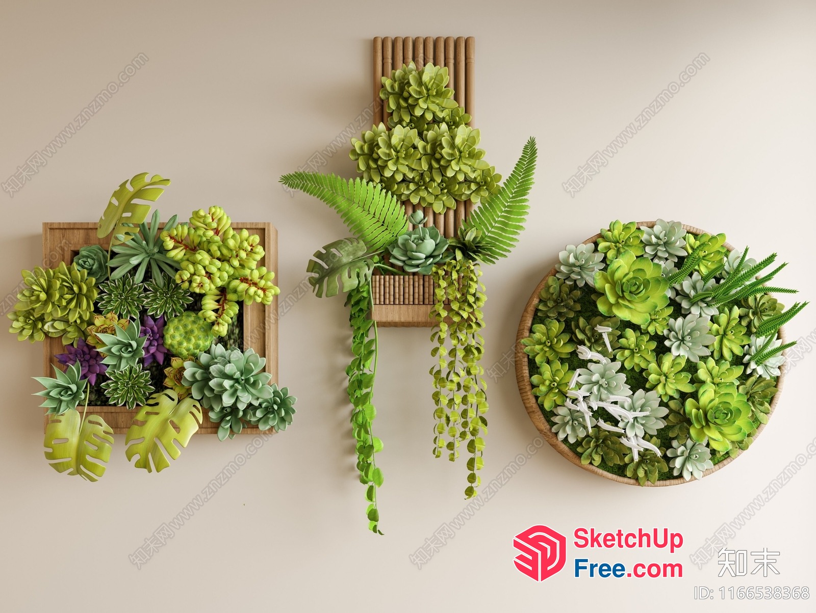 Decorative Wall Art Featuring Succulents And Cacti 3D SketchUp File