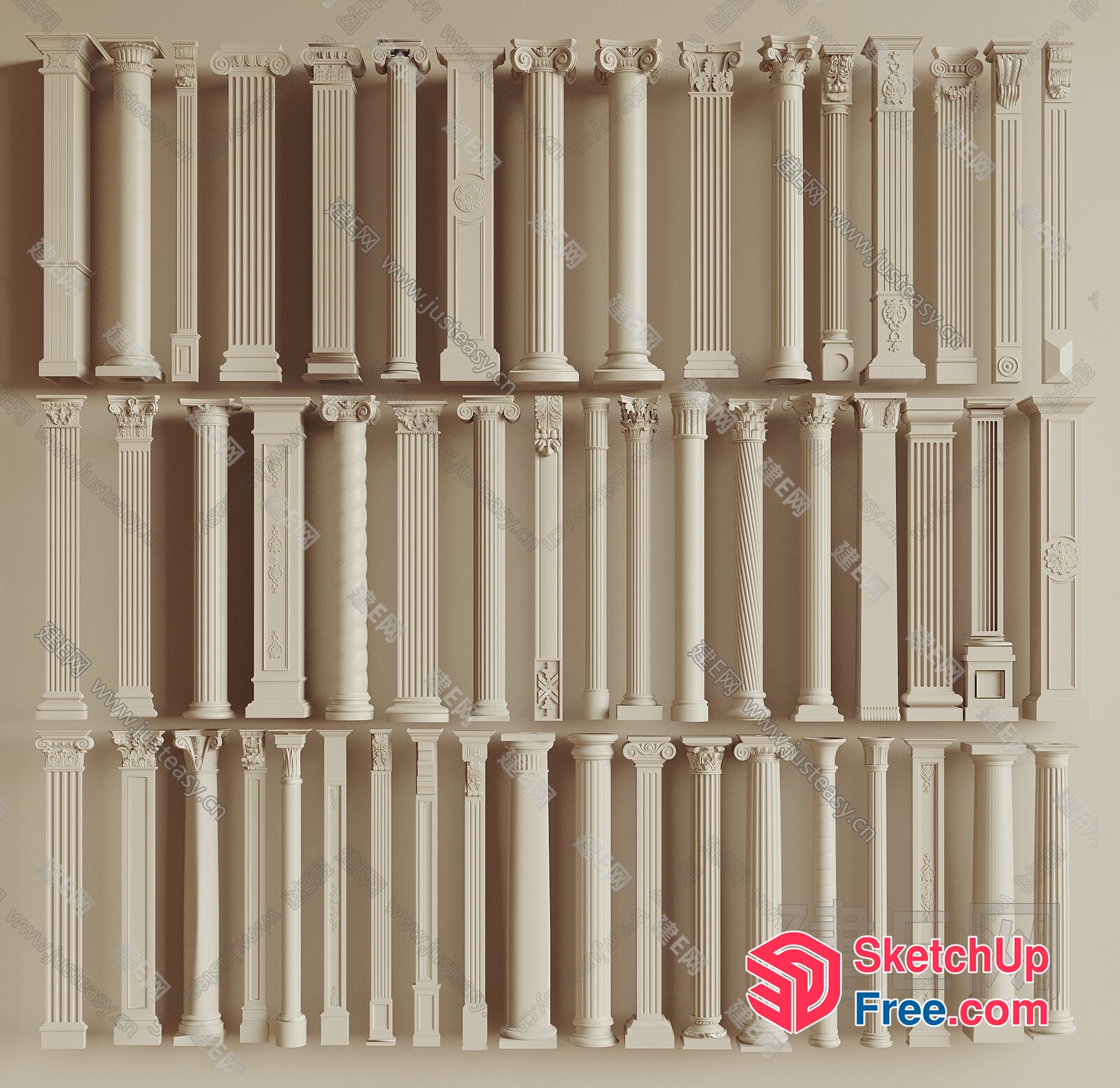 Ornate Pillars Collection 3D SketchUp File