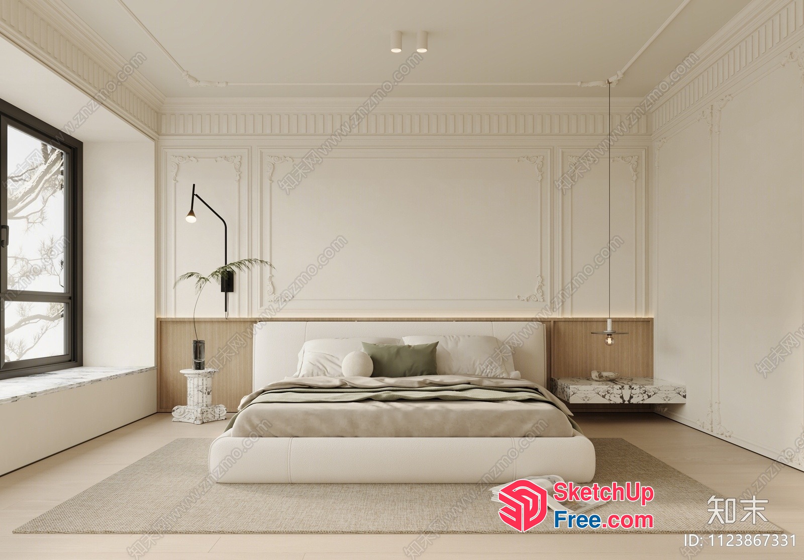 Elegant And Modern Minimalist Bedroom Interior 3D SketchUp File