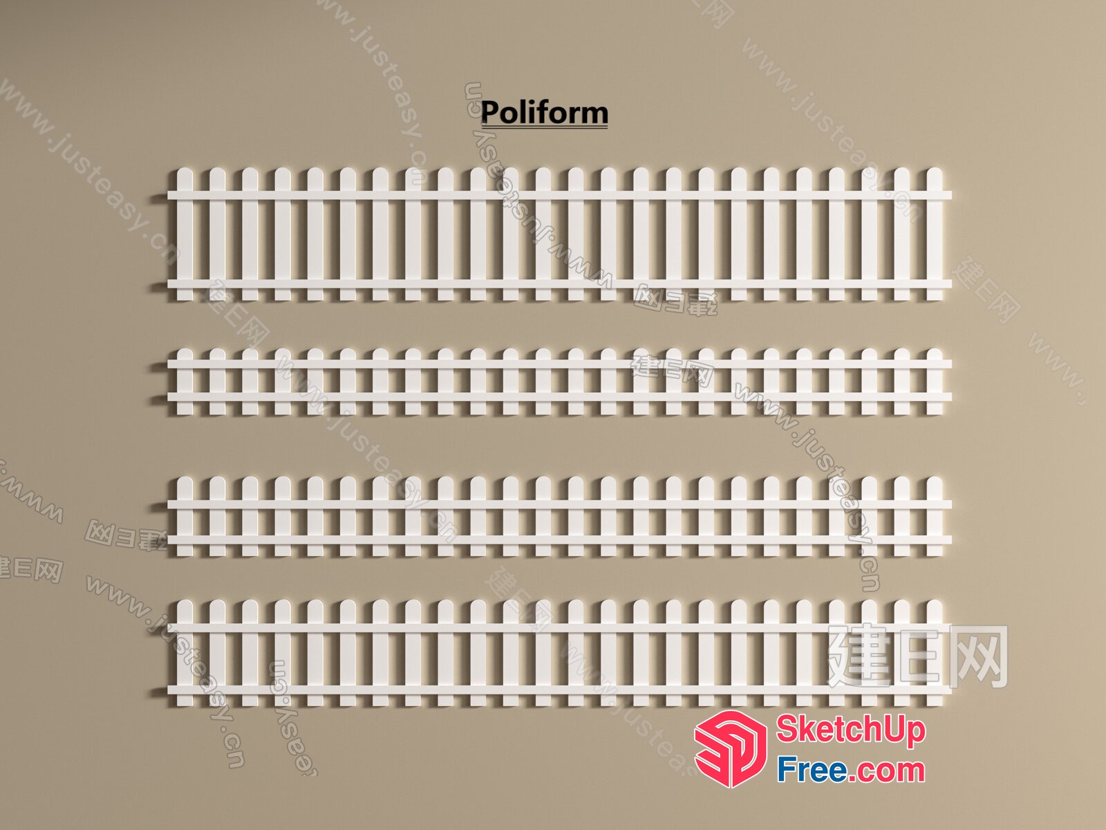 White Picket Fence Decorations 3D SketchUp File