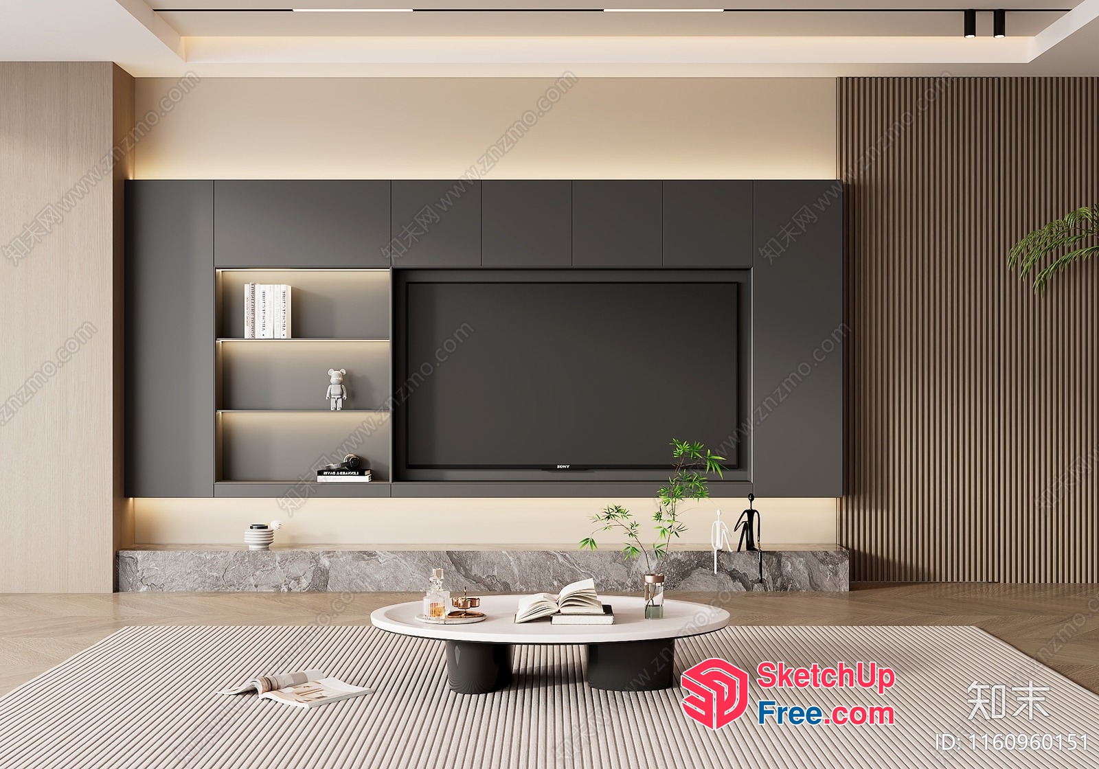 Modern Minimalist Living Room With Clean Lines And Neutral Tones 3D SketchUp File
