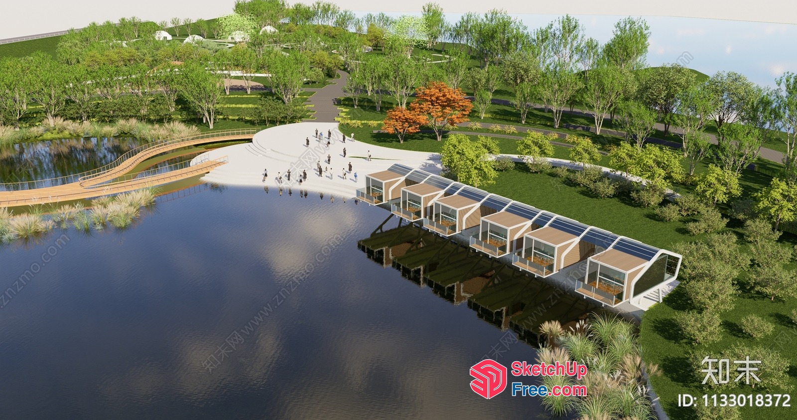 Modern Residential Complex By The Lake 3D SketchUp File