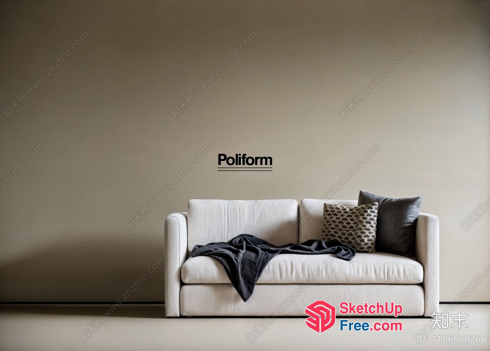 Minimalist Living Room With Poliform Sofa 3D SketchUp File