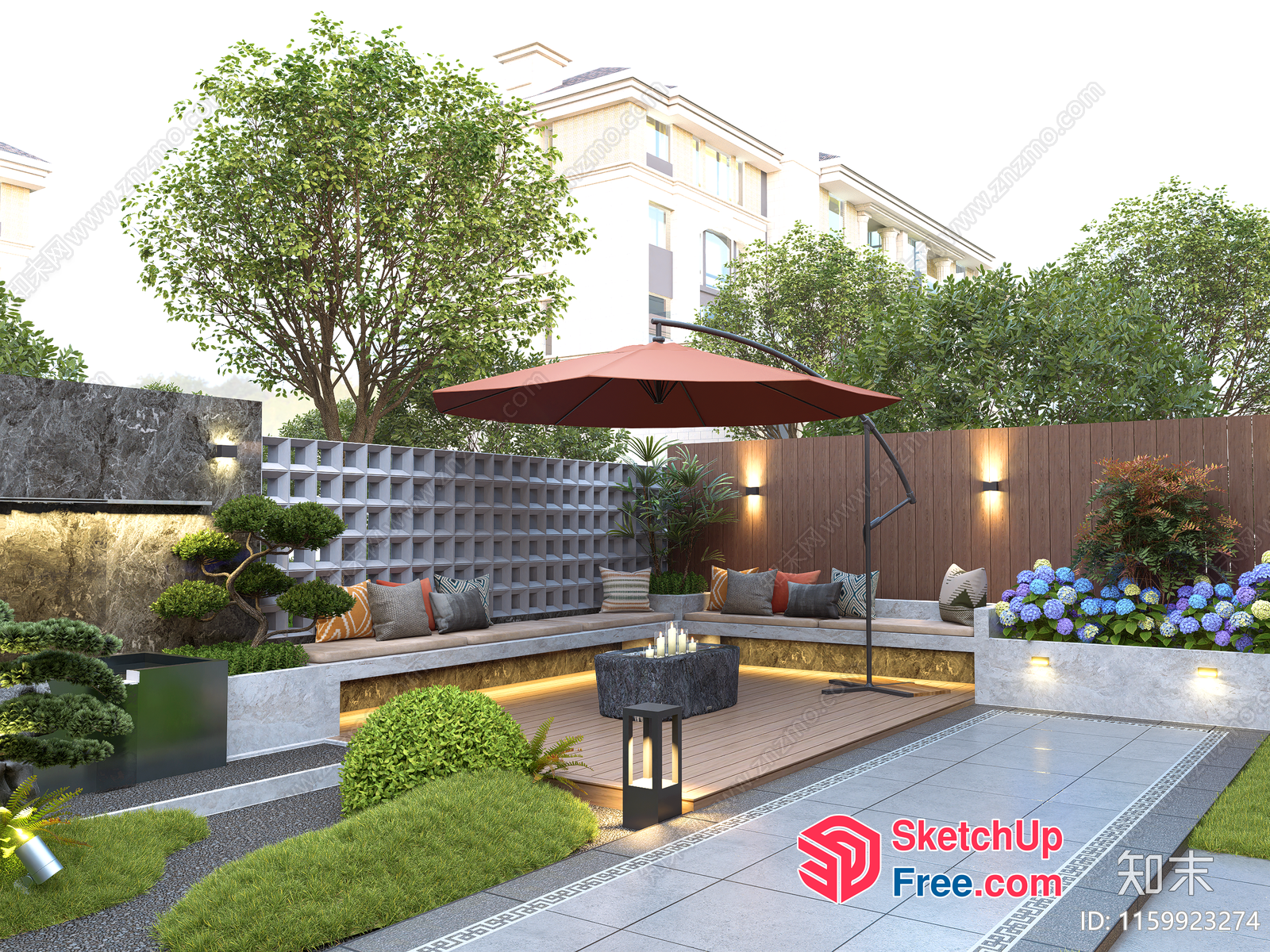 Elegant Modern Backyard Patio Design 3D SketchUp File