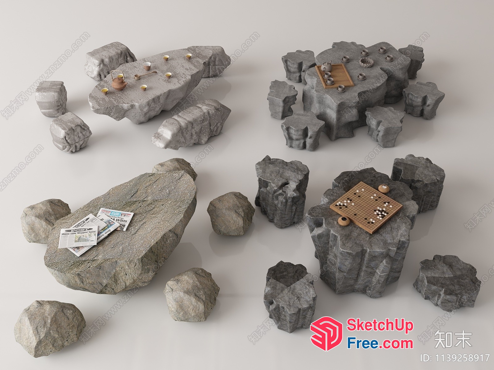 Unique Stone Furniture Designs For Modern Living Spaces 3D SketchUp File