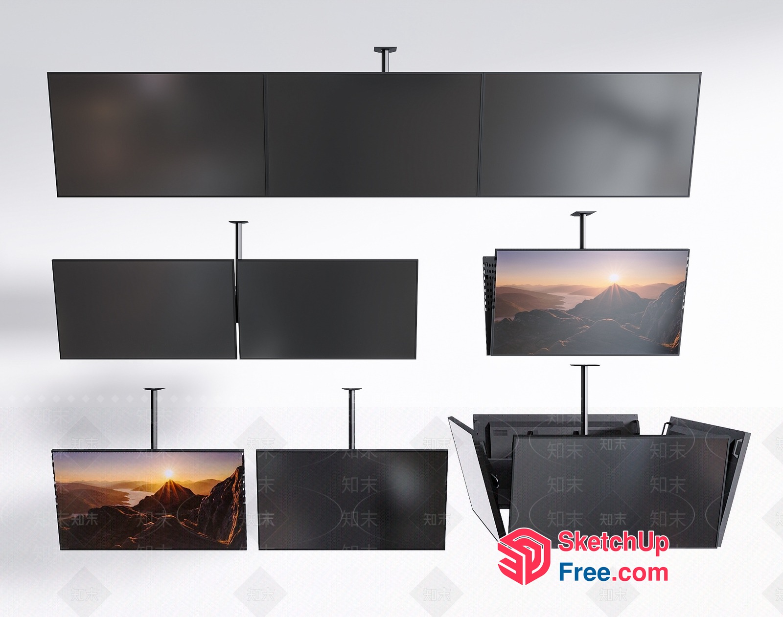 Black Wall-Mounted Tv Display Units 3D SketchUp File