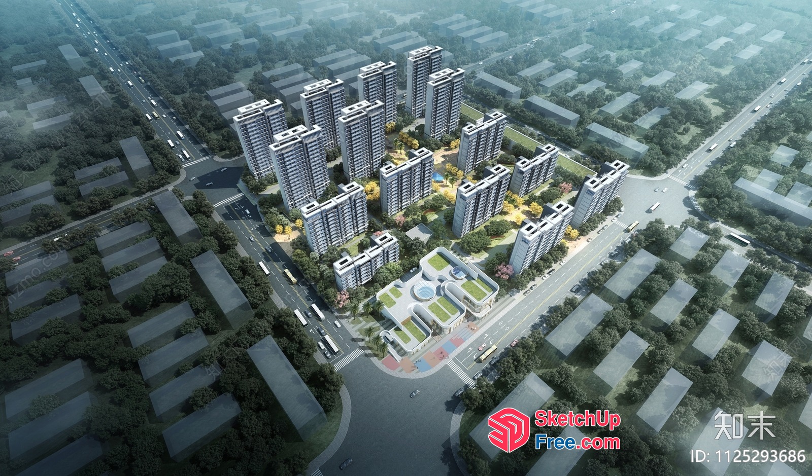 Urban Residential Complex With Modern Architecture 3D SketchUp File