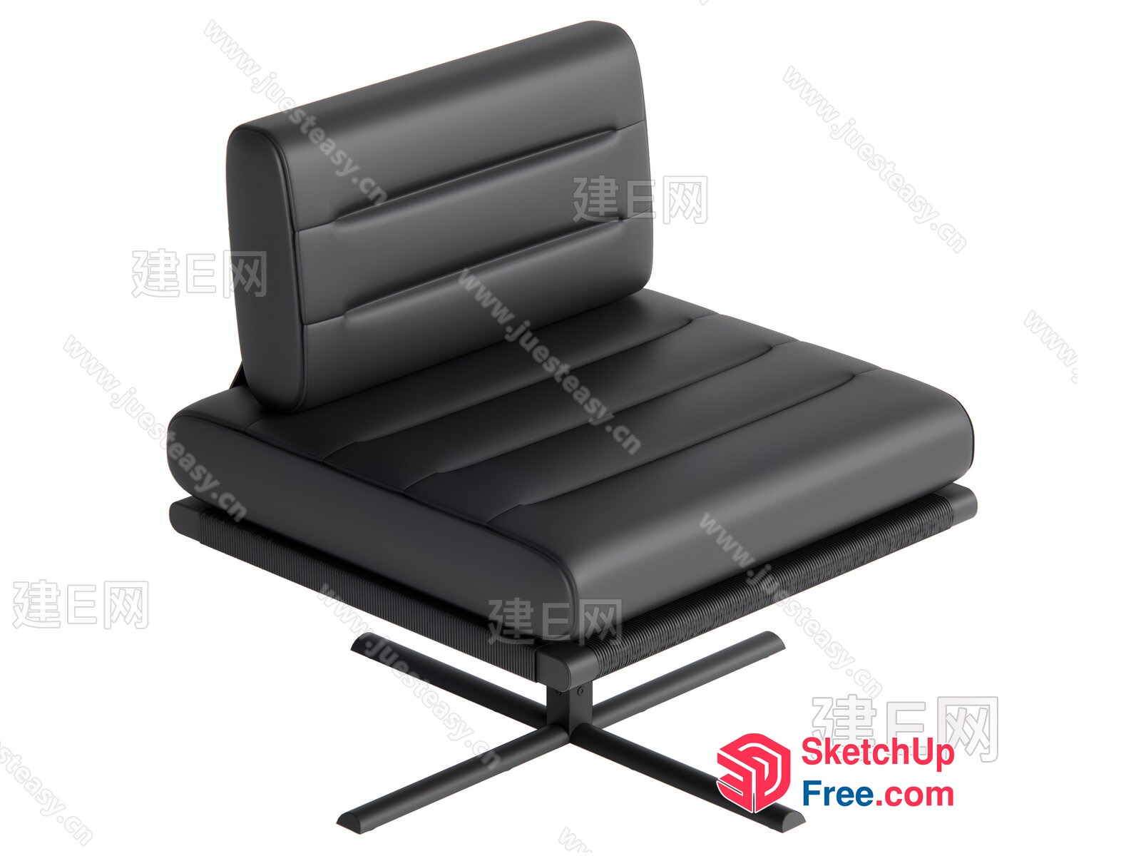 Modern Black Leather Office Chair With Sleek Metal Base 3D SketchUp File
