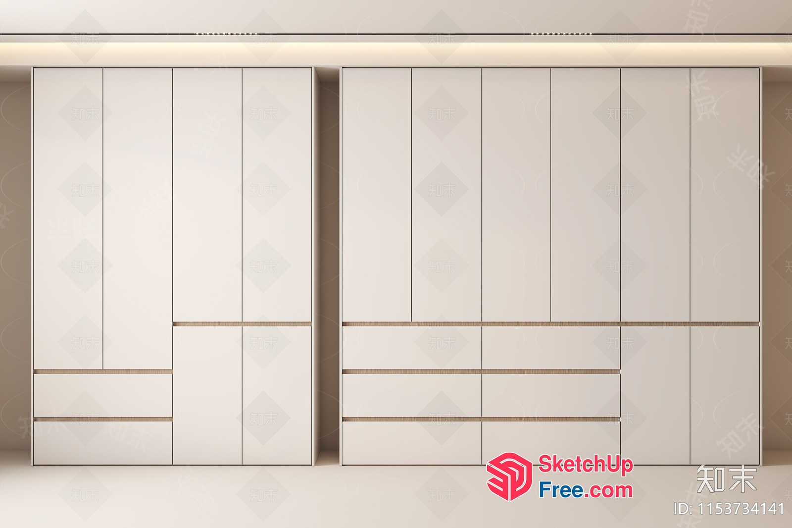 White Wardrobe Cabinets With Drawers And Shelves 3D SketchUp File