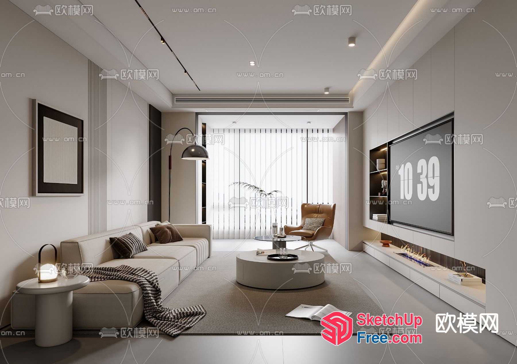 Modern Minimalist Living Room Interior With Clean Lines 3D SketchUp File