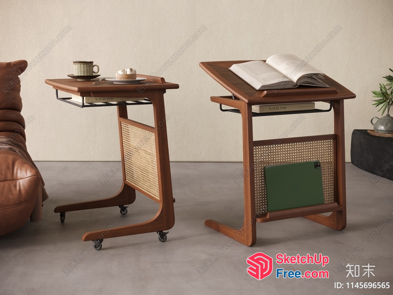 Modern Wooden Side Table With Storage 3D SketchUp File