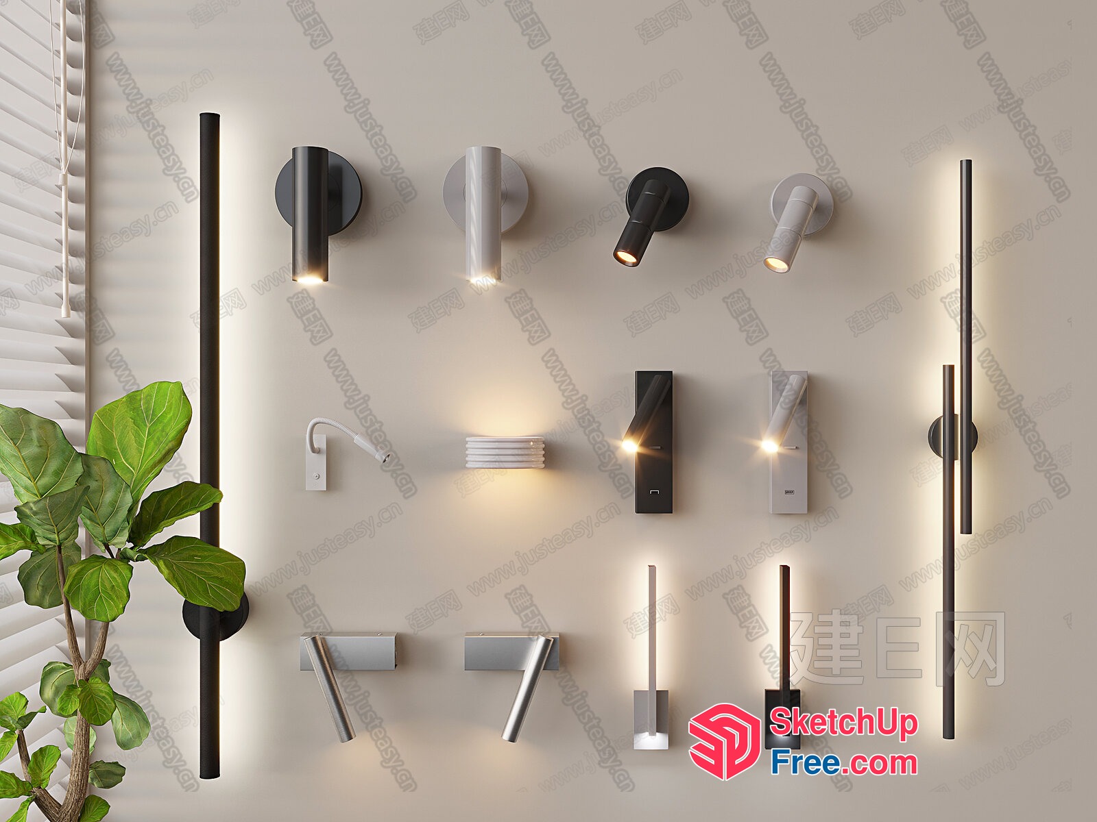 Modern Wall Lighting Options 3D SketchUp File