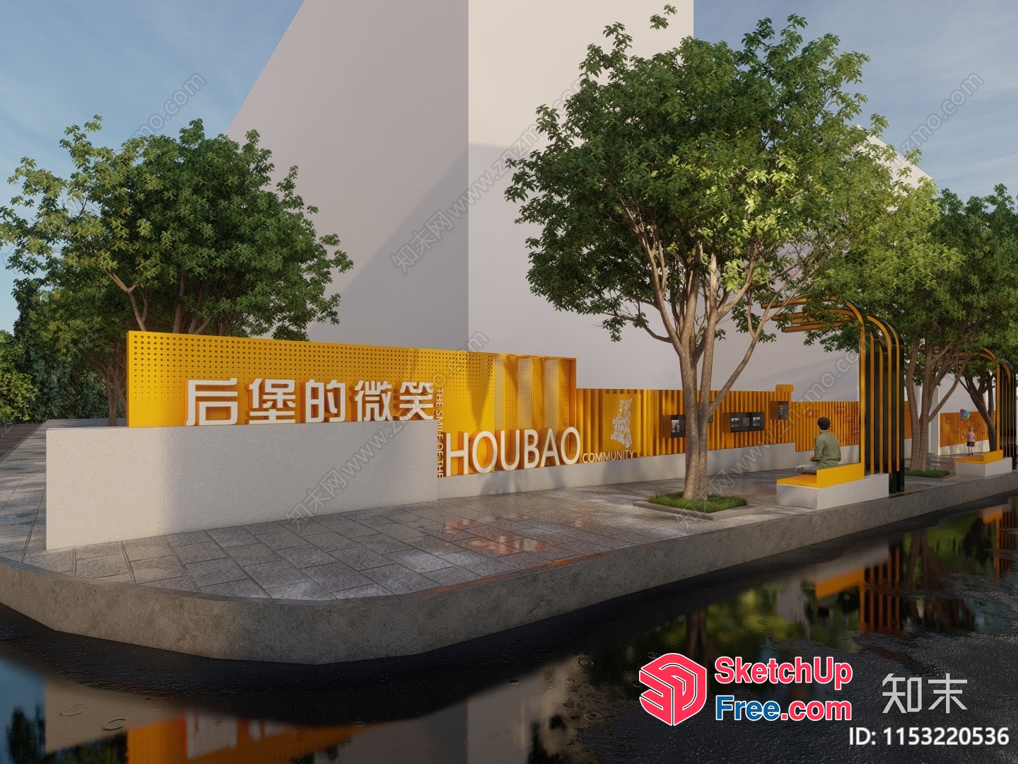 Modern Yellow And White Exterior Decor 3D SketchUp File